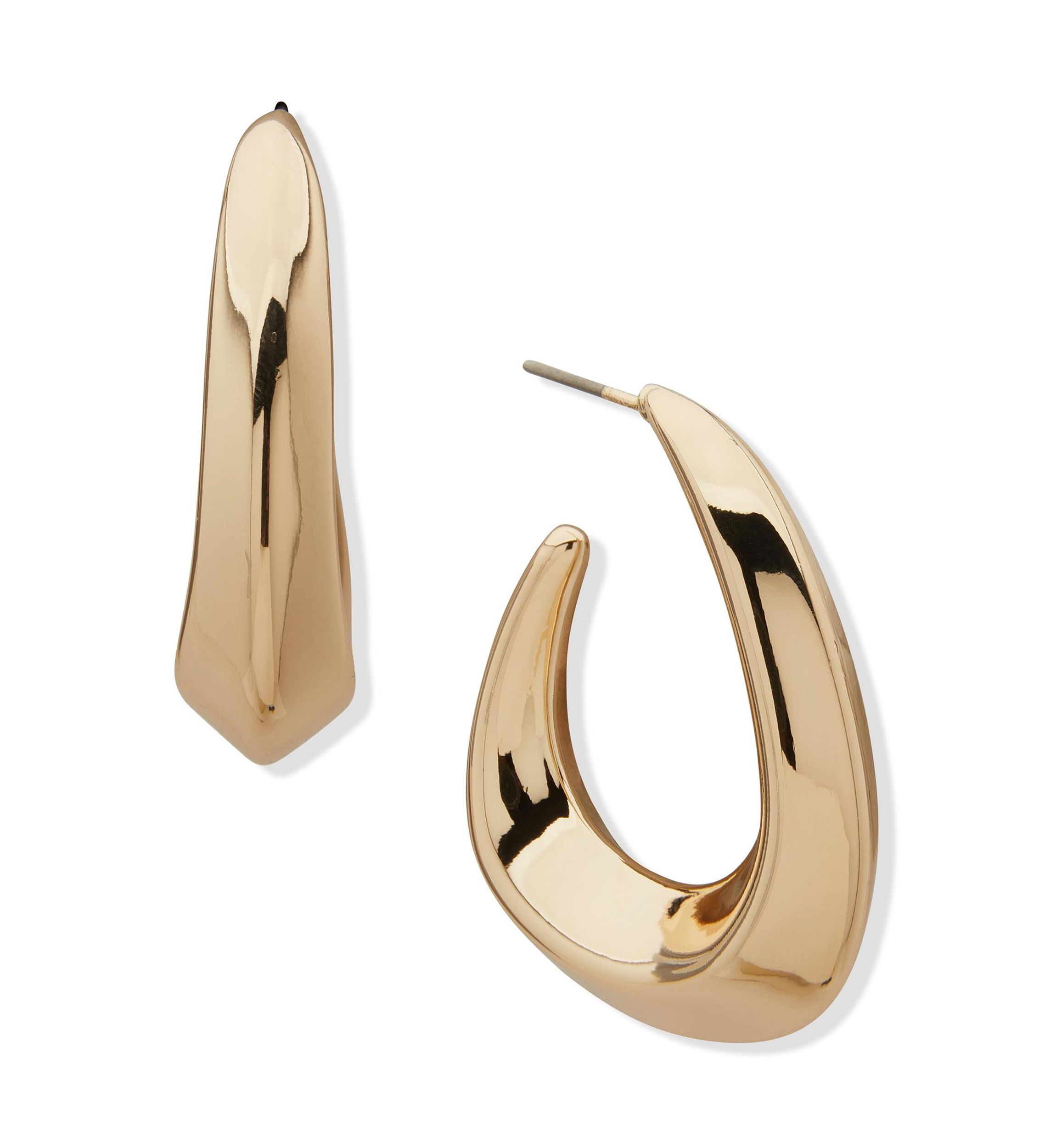 Gold Tone 37 Millimeter Puffy Hoop Earrings