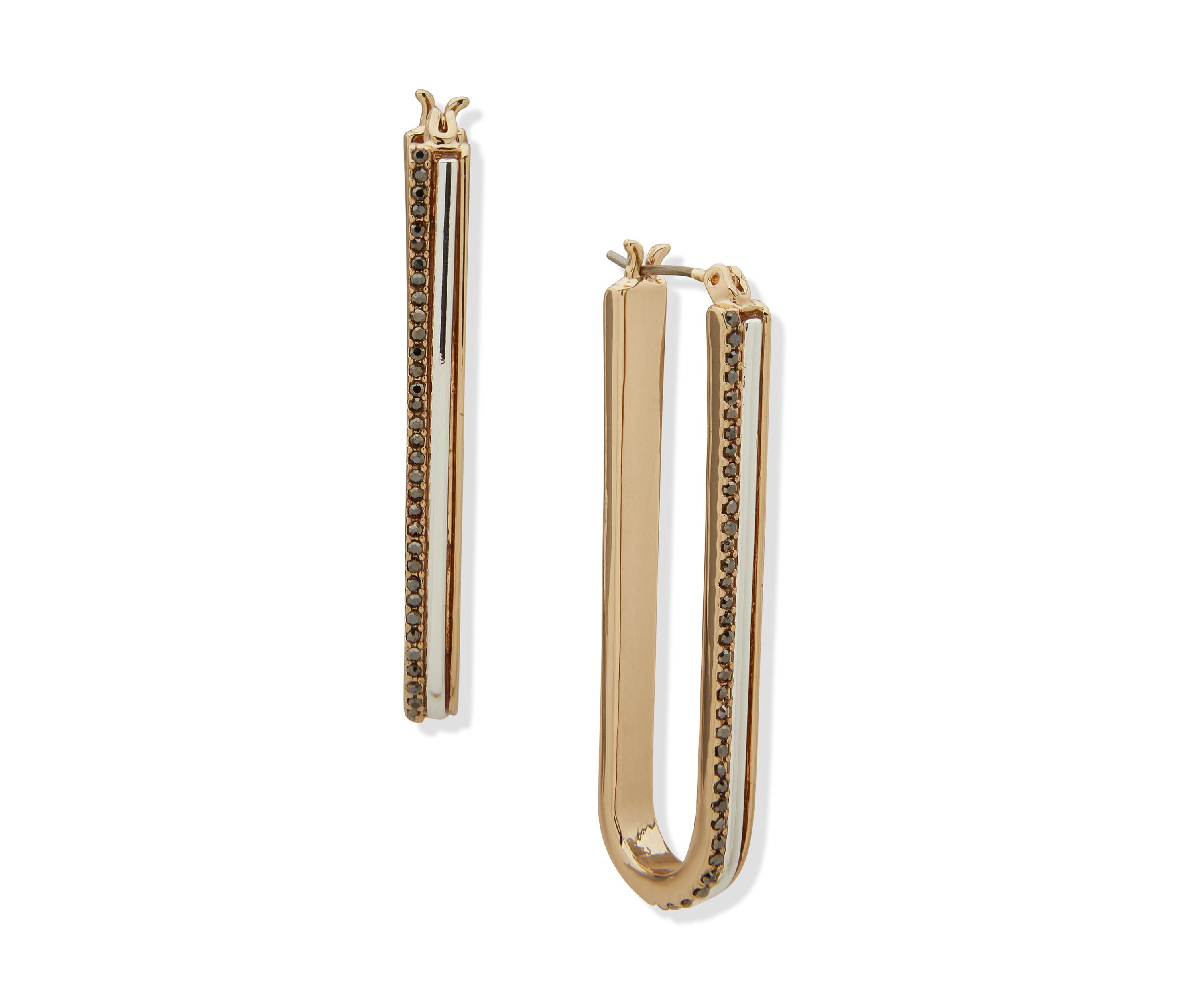 Tri Tone 45 Millimeter Thin Hoop Earrings