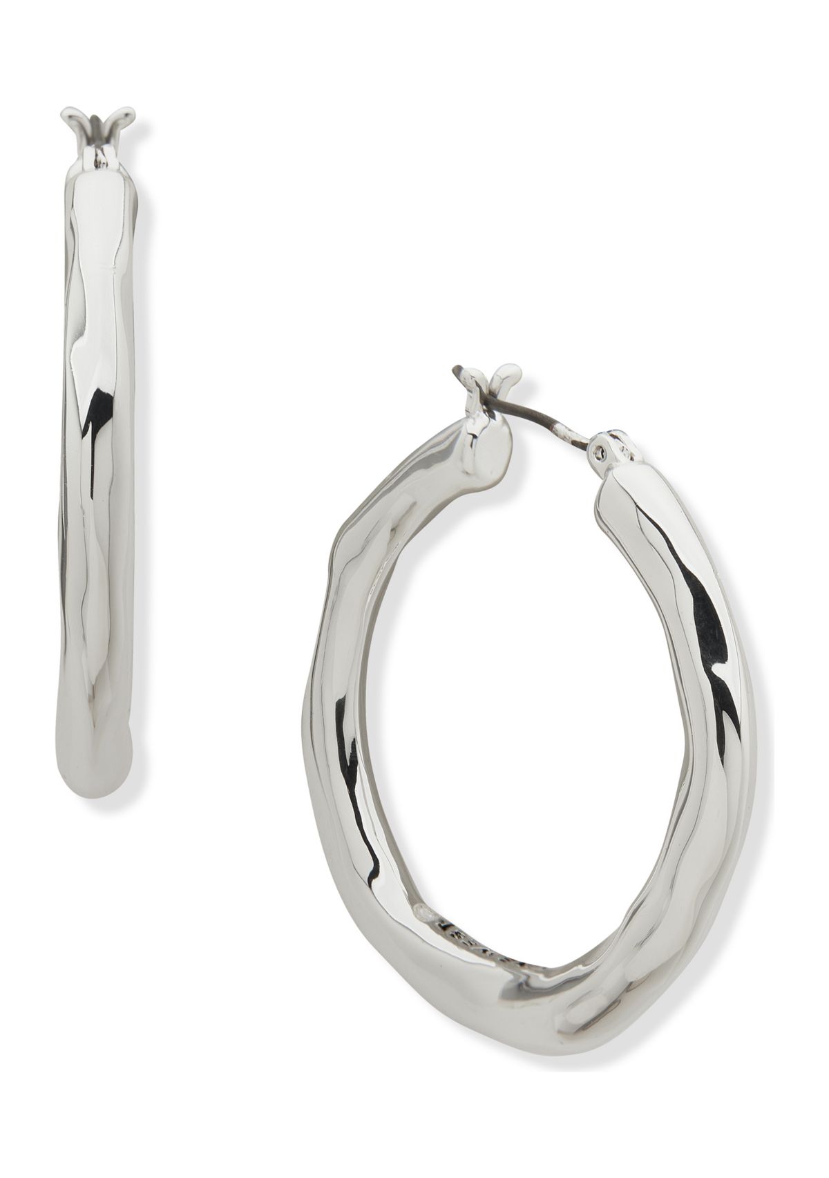 Silver Tone 56 Millimeter Molten Tube Hoop Earrings
