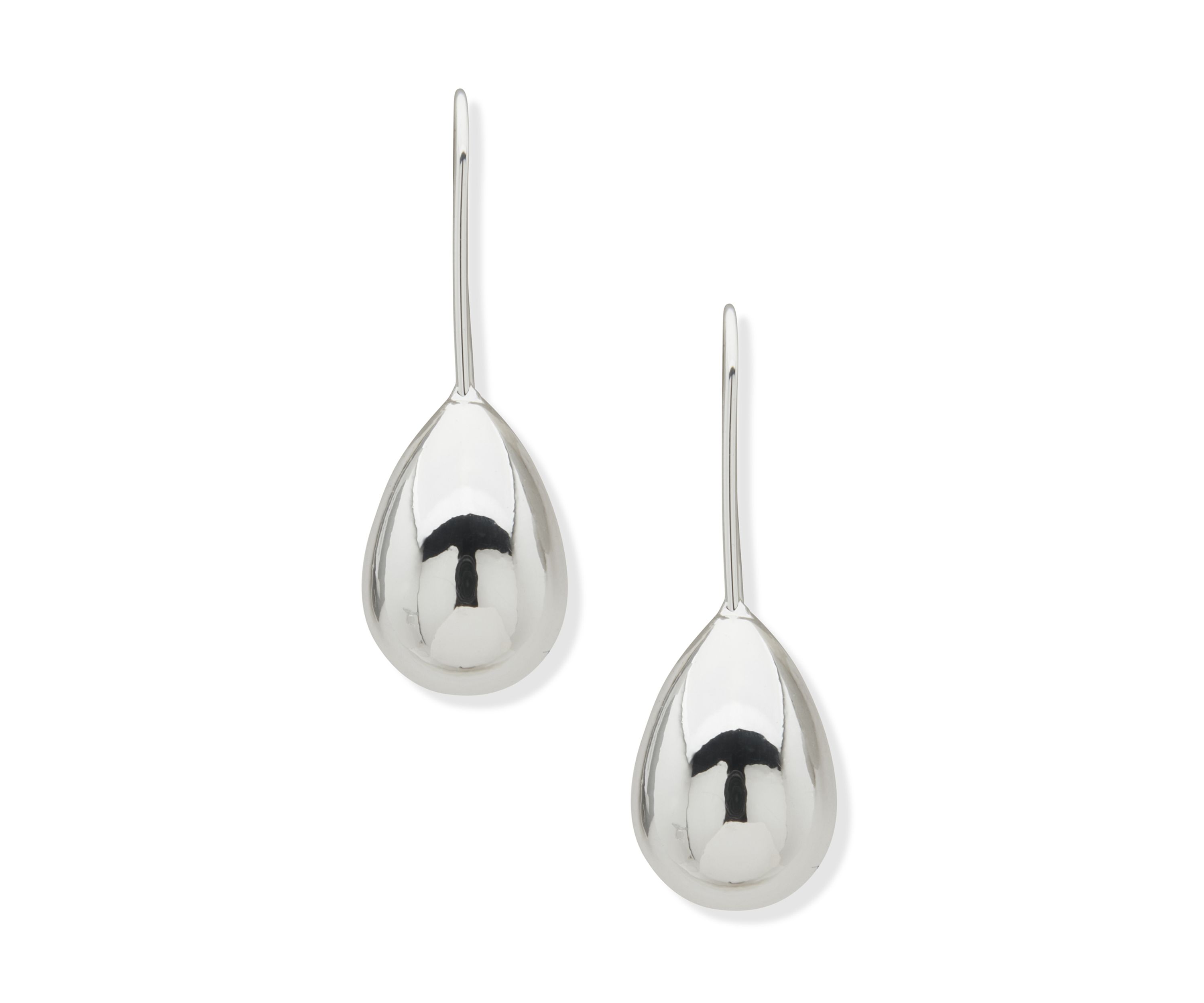 Silver Tone Puffy Stud Threader Earrings