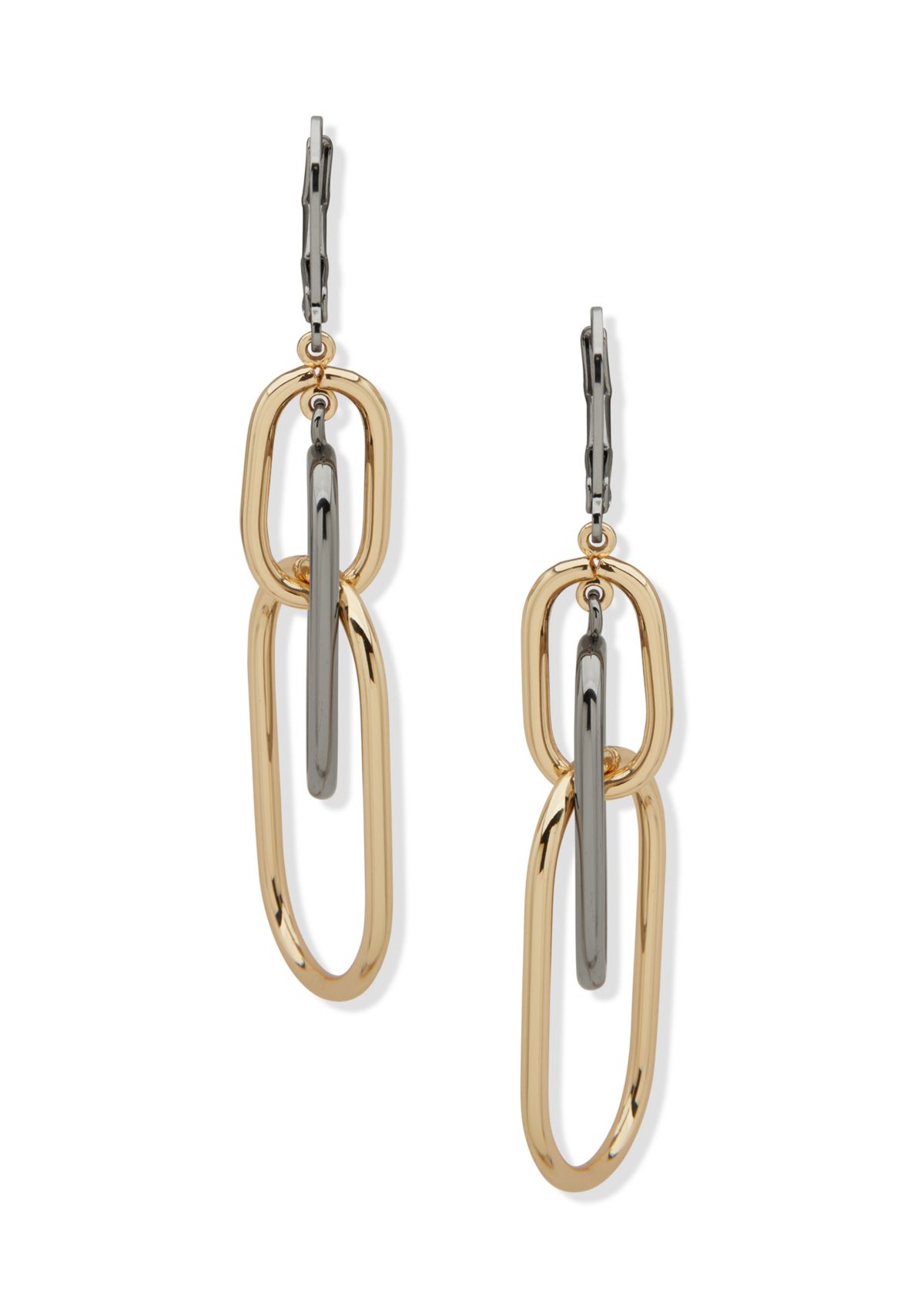 Tri-Tone Orbital Sculpt Linear Drop Earrings