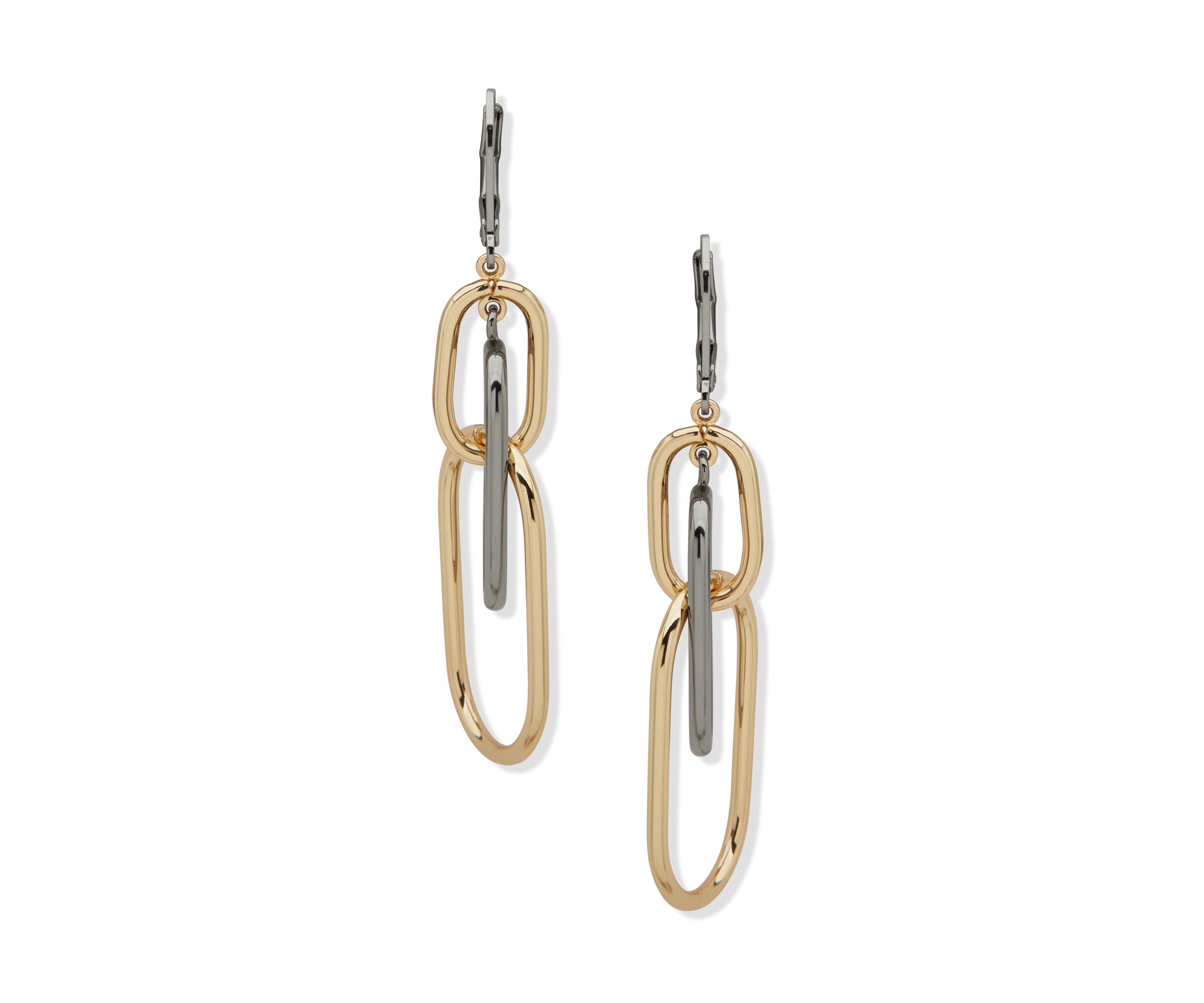 Tri-Tone Orbital Sculpt Linear Drop Earrings