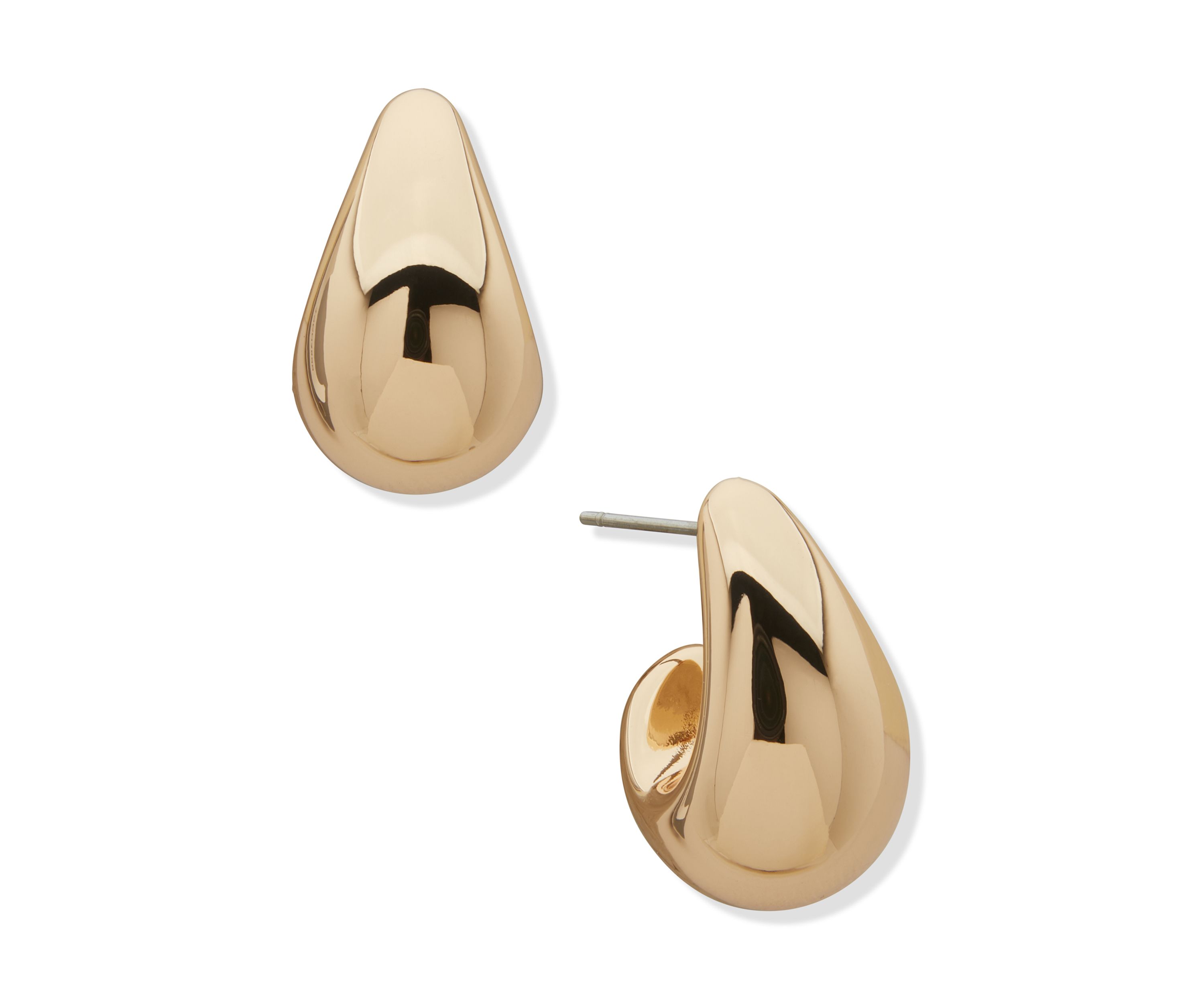 Gold Tone 23mm Puffy Teardrop Huggie Earrings