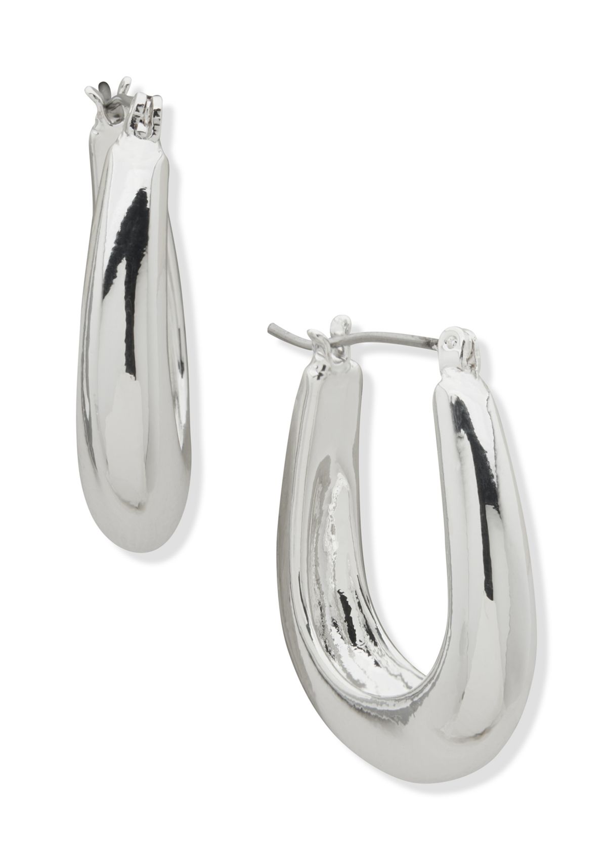 Silver Tone 25mm Puffy Hoop Earrings
