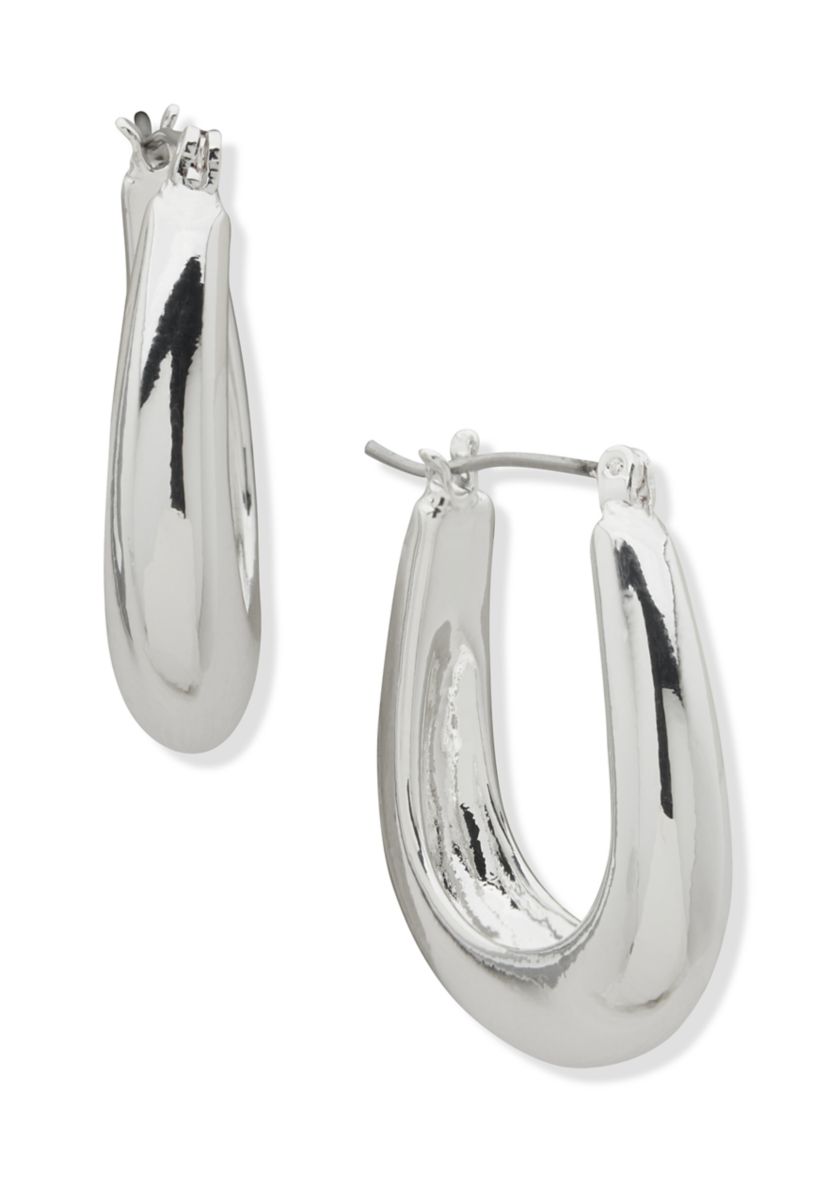Silver Tone 25mm Puffy Hoop Earrings