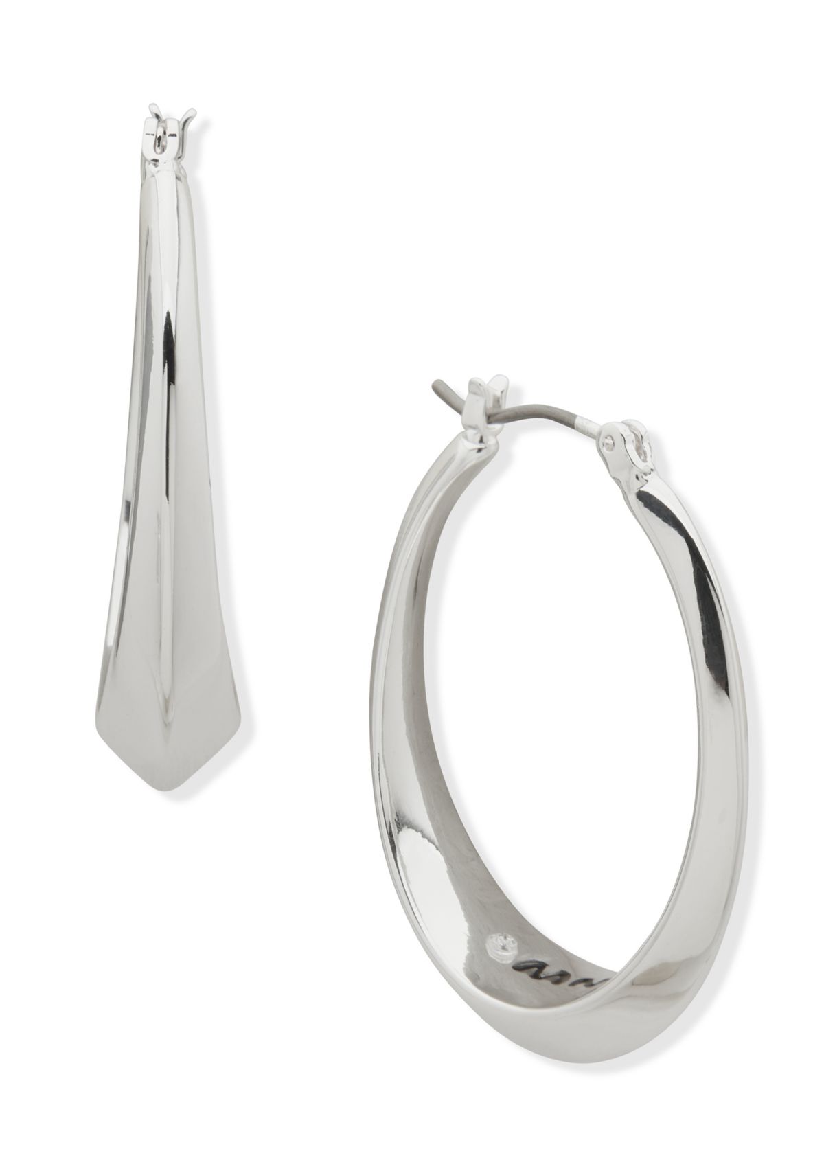 Silver Tone 35mm Faceted Hoop Earrings