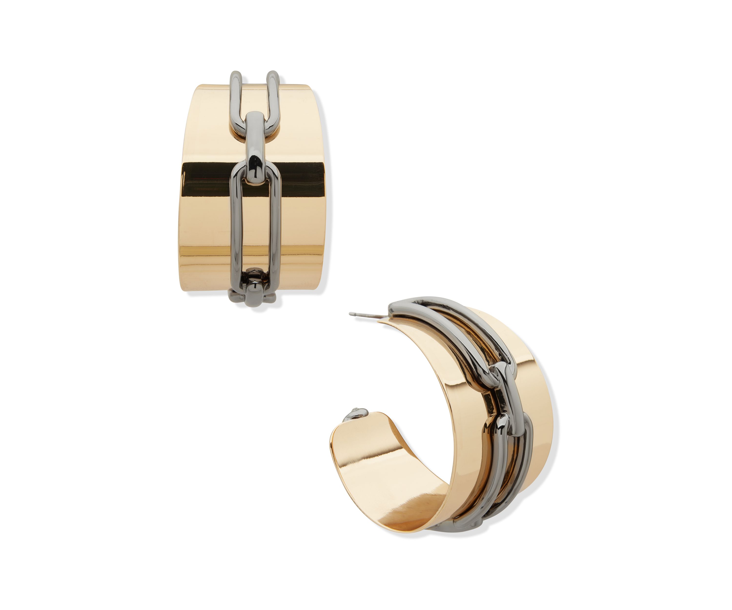 Two Tone Multi Chunky Hoop Earrings