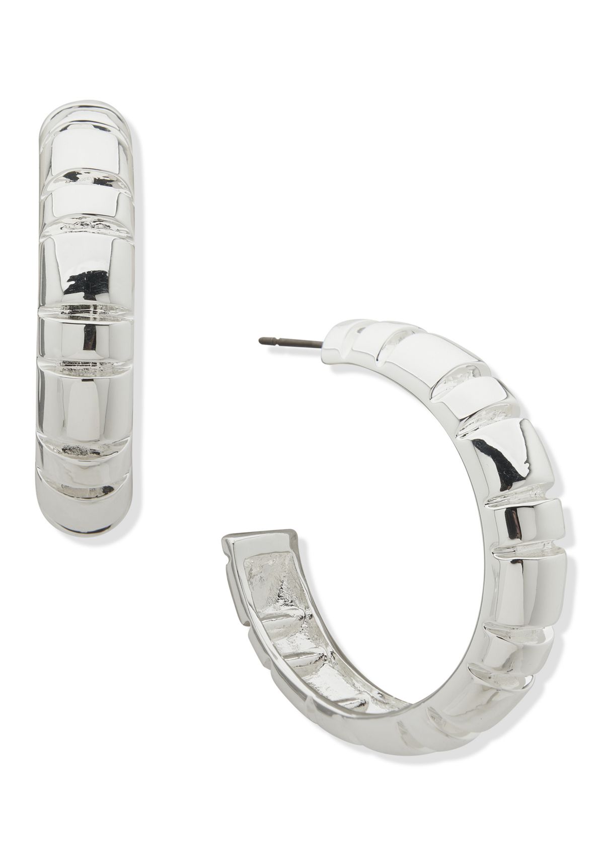 Silver Tone C Hoop Earrings
