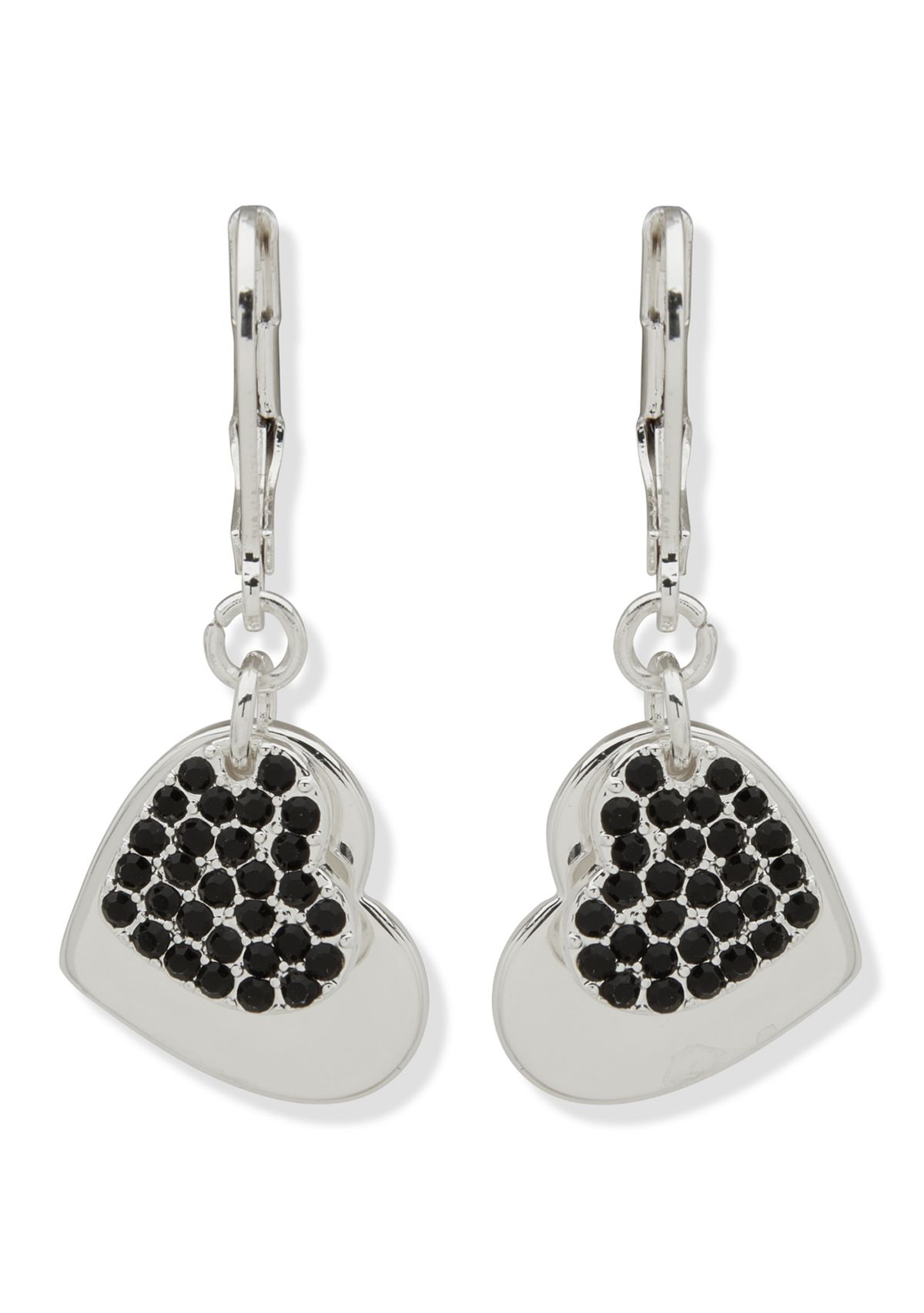Pavé Heart Drop Earrings