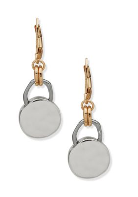 Nine West Tri-Tone Disc Drop Earrings