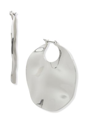 Nine West Structure Click It Hoop Earrings, Silver