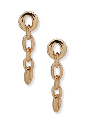 Nine West Link Gold Tone Linear Earrings