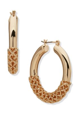 Nine West Mesh Gold Tone Hoop Earrings