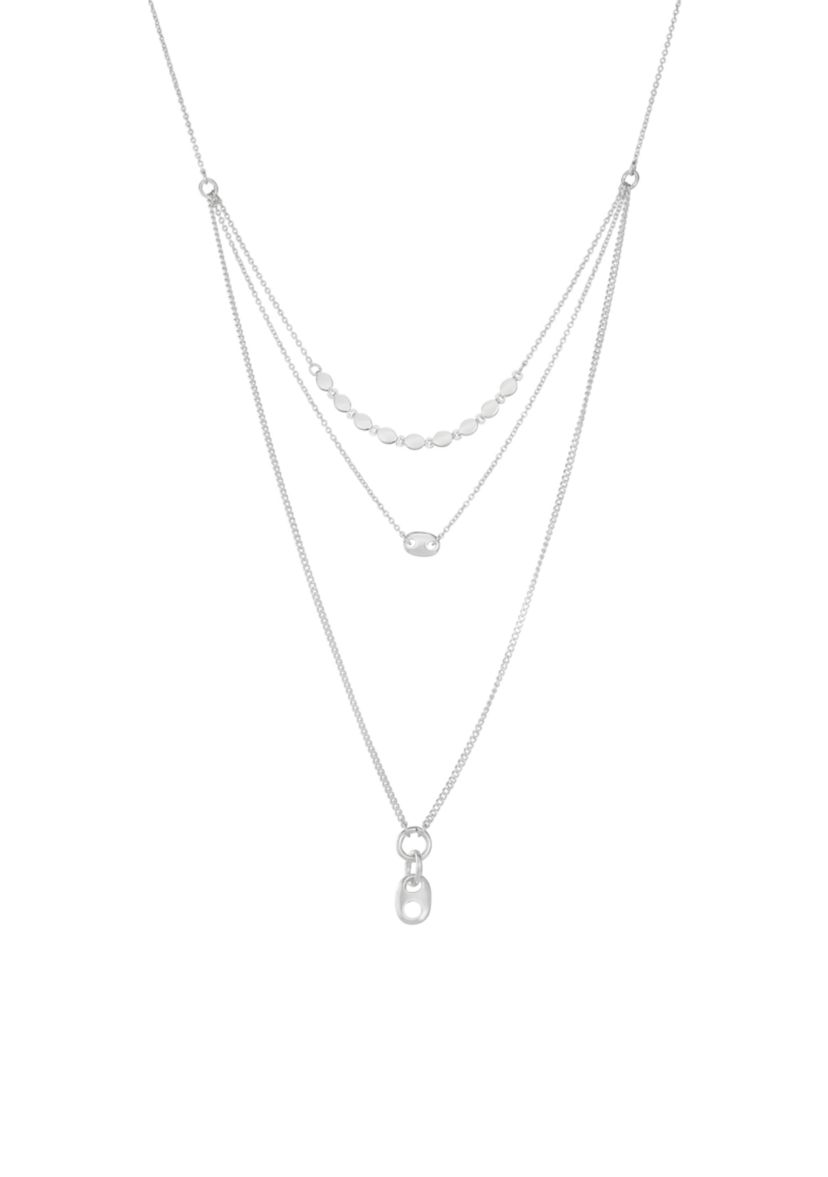 Silver Tone 16 Inch Oval Multi Row Necklace