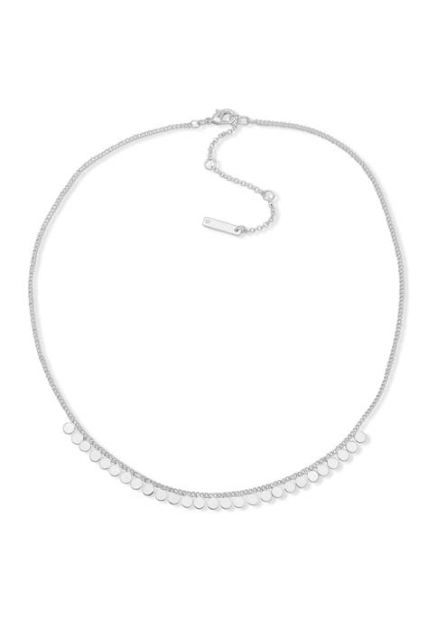 Nine West Silver Tone 17&quot; Circle Frontal Necklace
