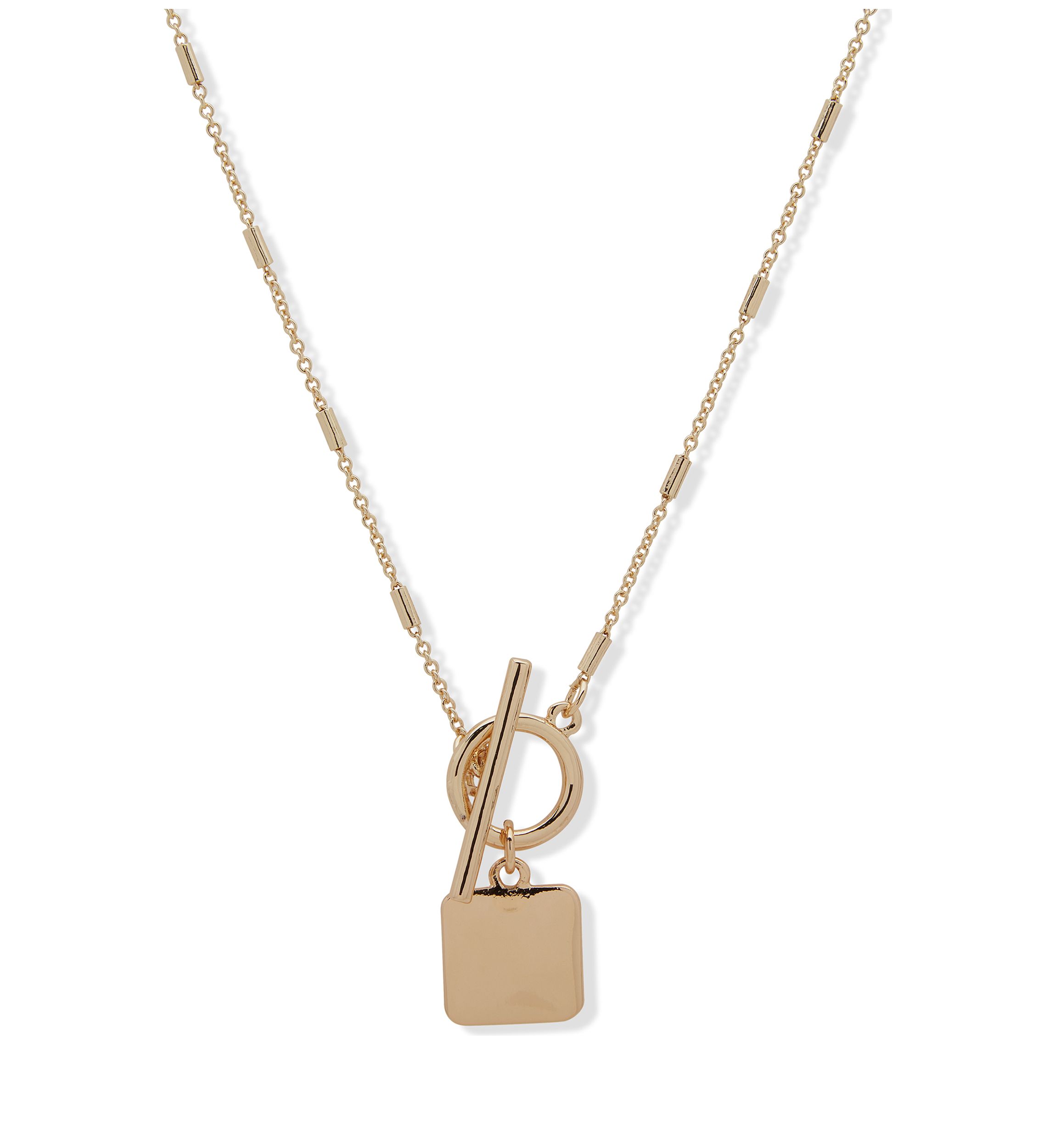 Gold Tone 17" Toggle Pendant Necklace