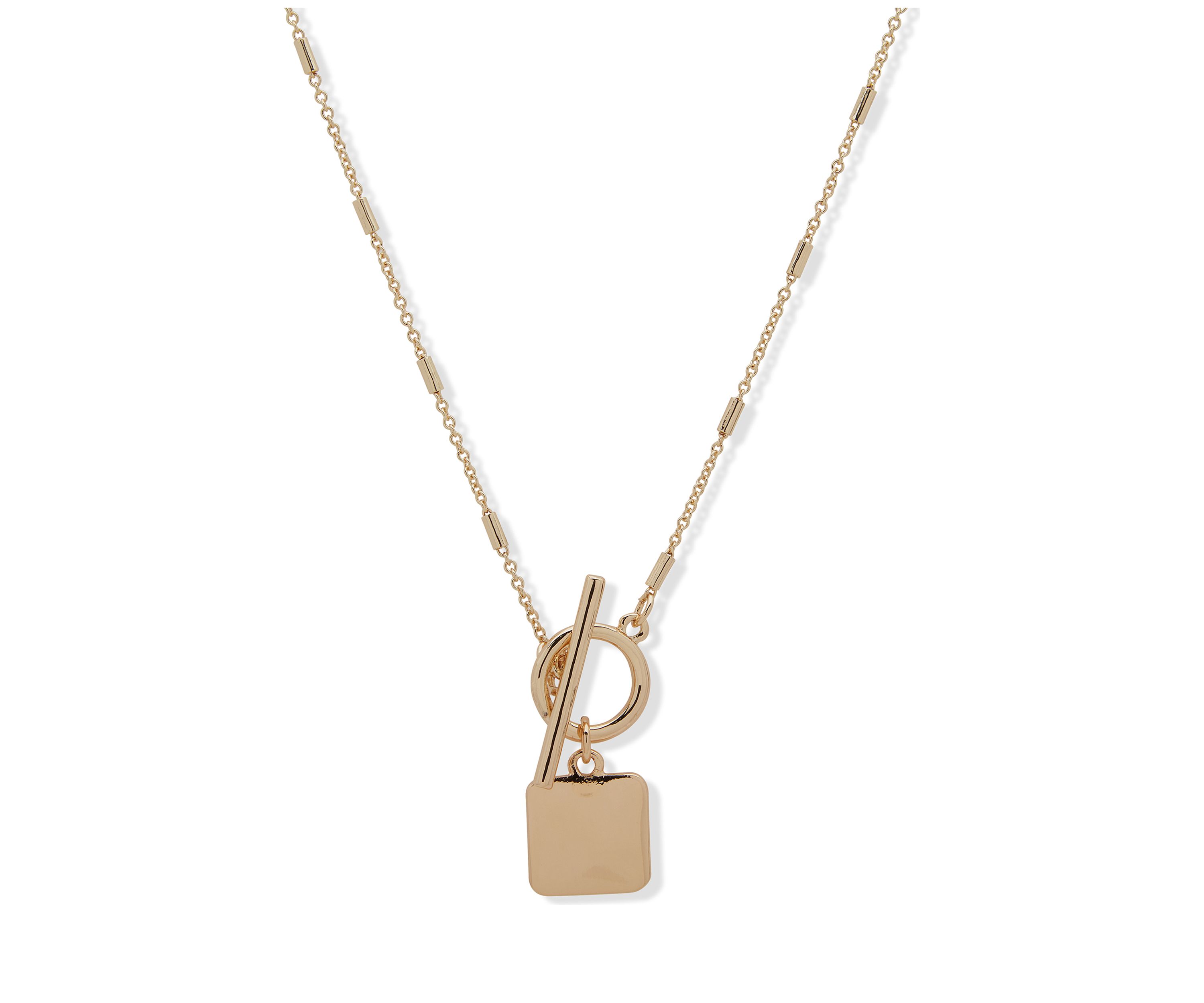 Gold Tone 17" Toggle Pendant Necklace