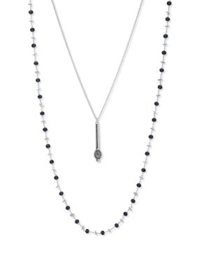 Silver Tone 42" Blue Multi Row Necklace