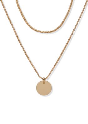 Gold Tone 15" Coin Multi Row Necklace