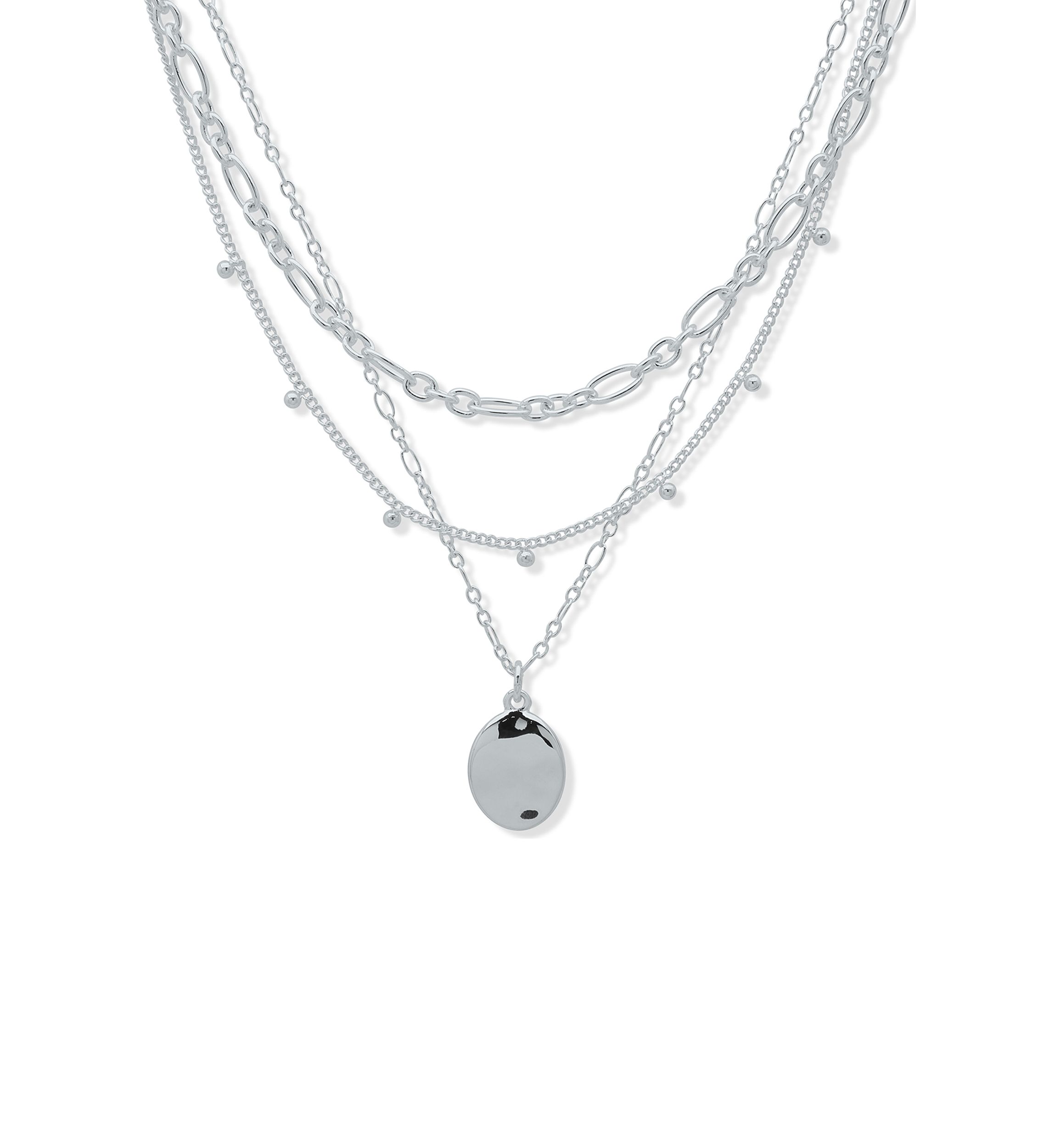 Silver Tone 17" Wavy Texture Multirow Necklace