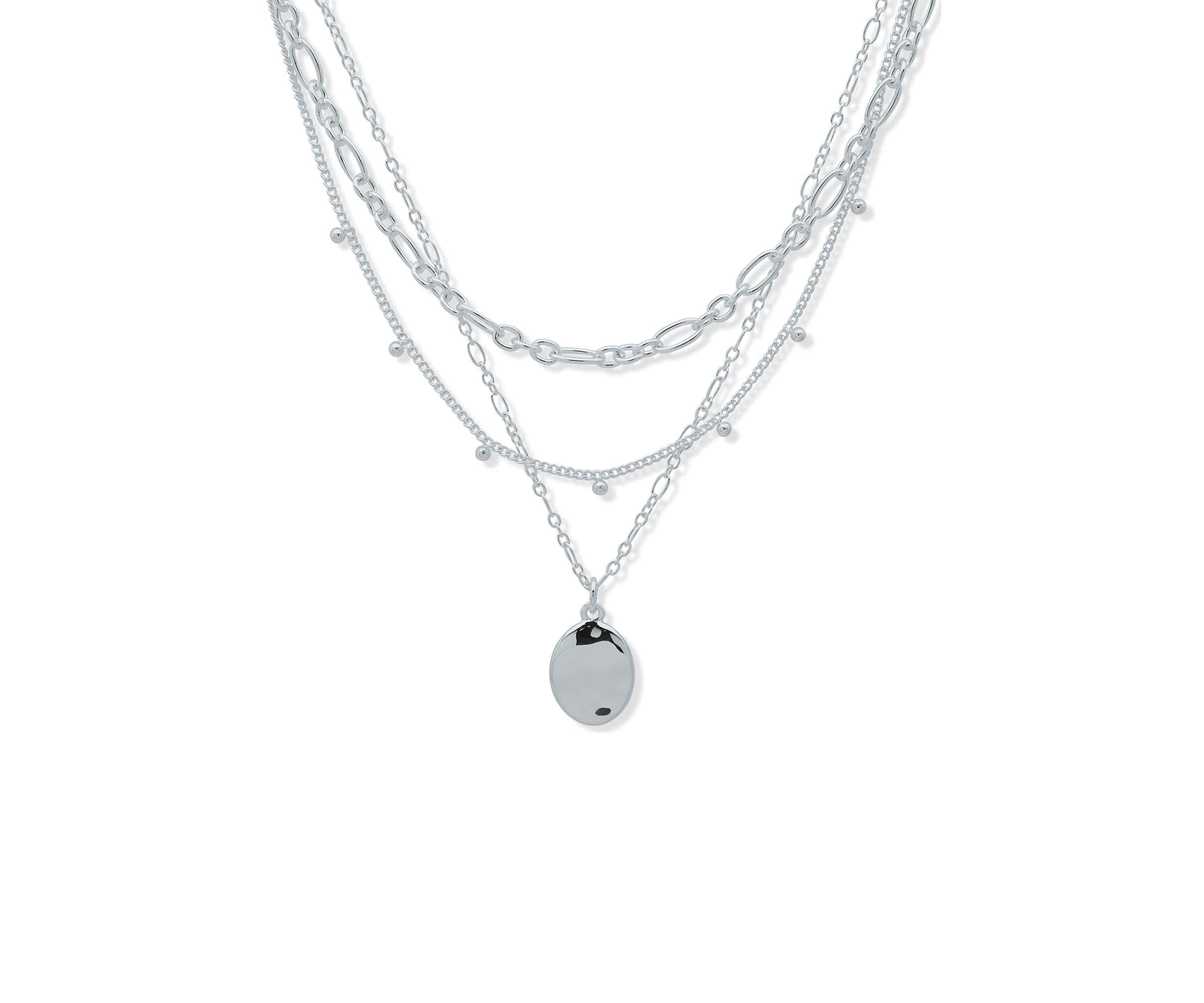 Silver Tone 17" Wavy Texture Multirow Necklace