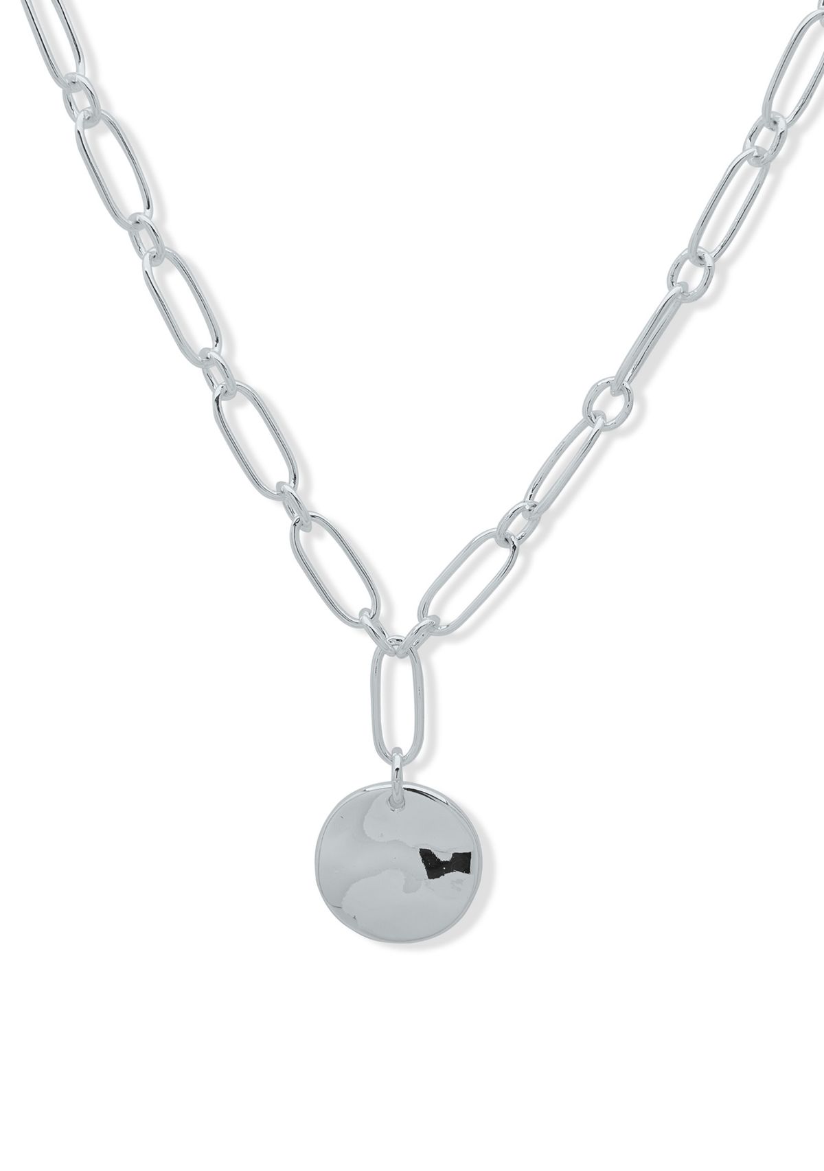 Silver Tone 17 Wavy Texture Pendant Necklace