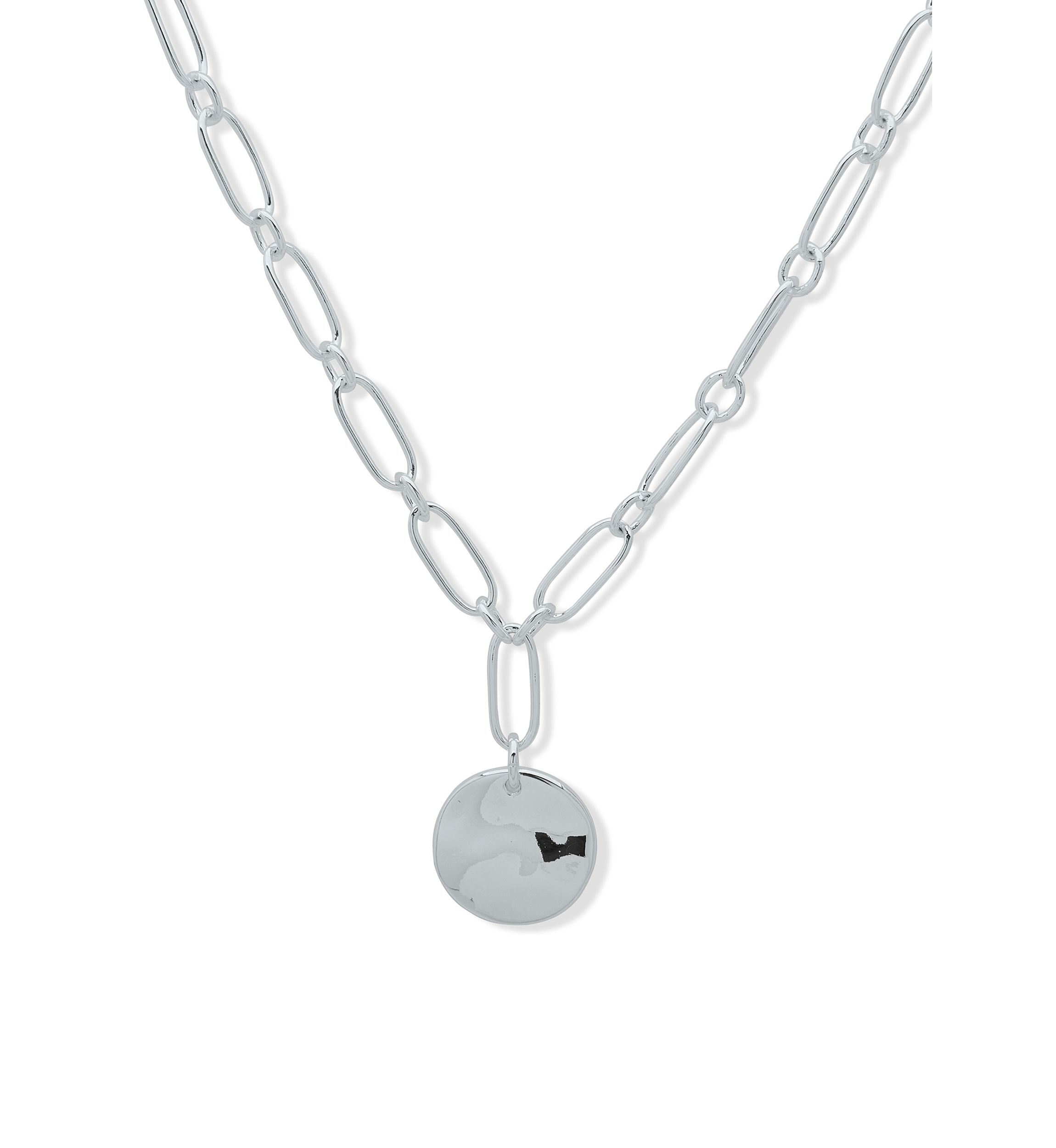 Silver Tone 17 Wavy Texture Pendant Necklace