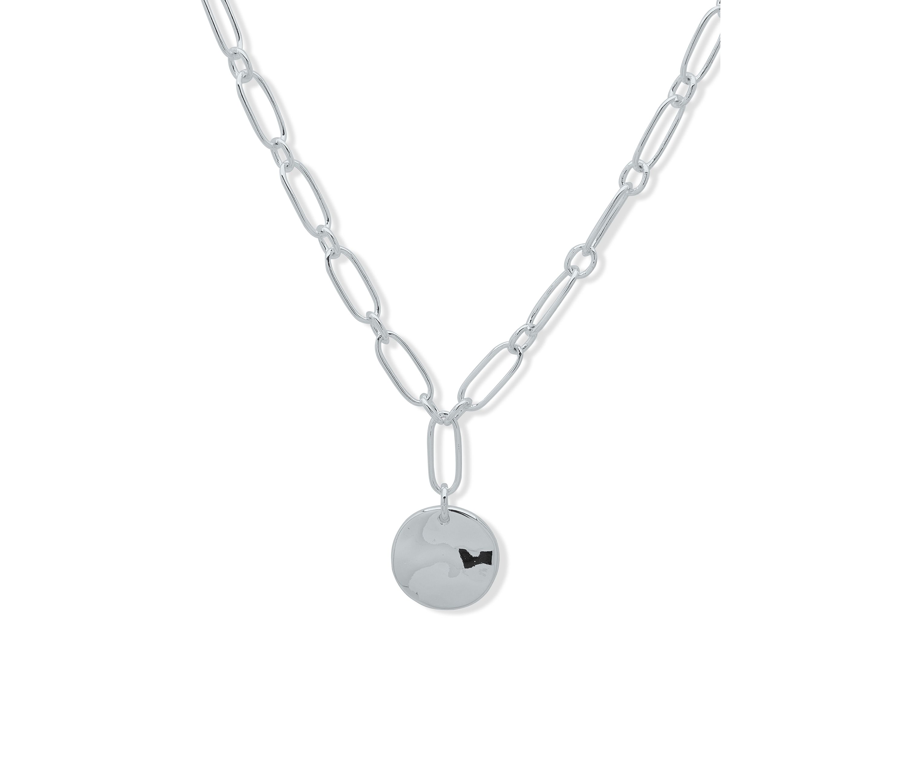Silver Tone 17 Wavy Texture Pendant Necklace