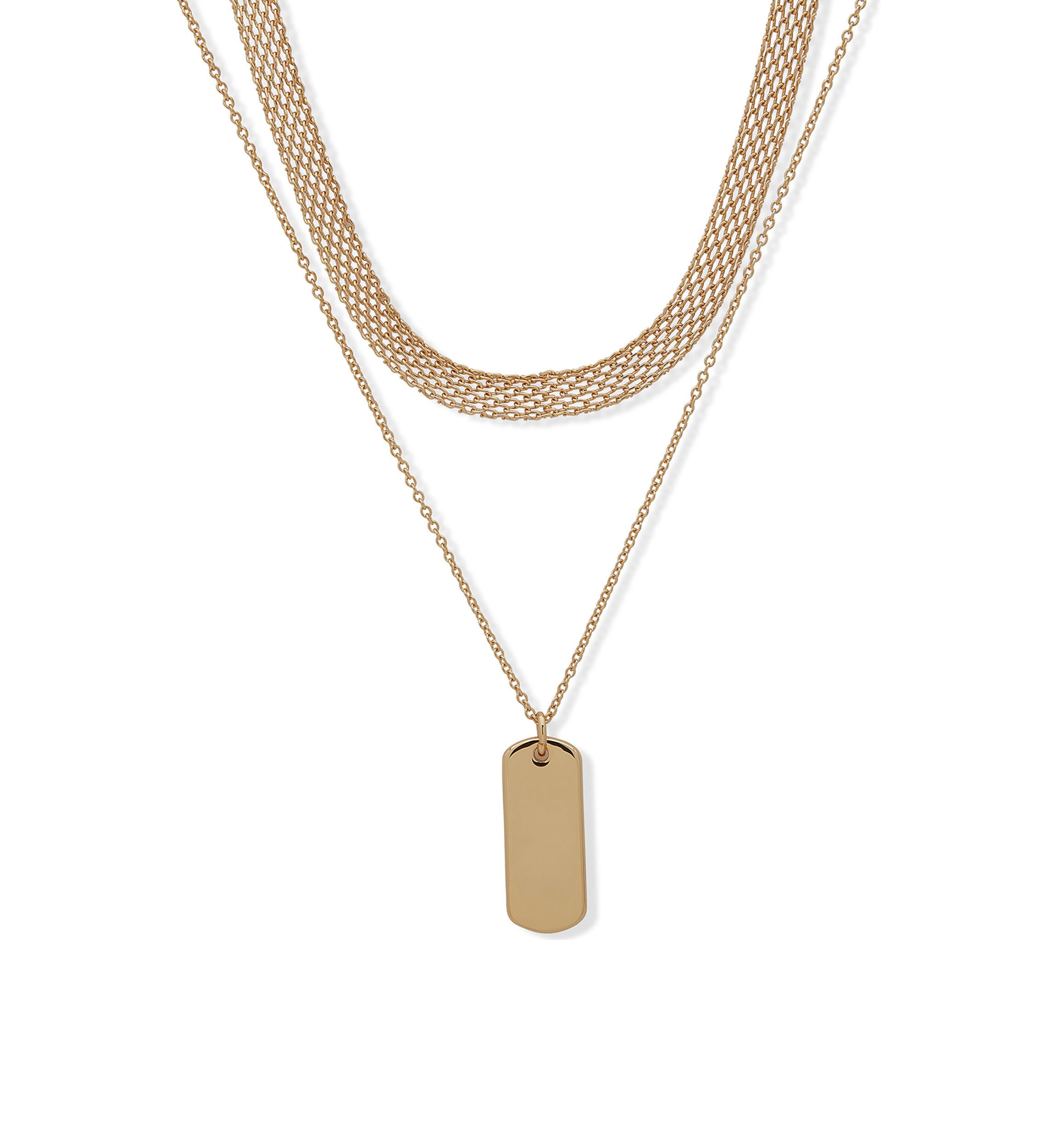 Gold Tone 13" Mesh Multirow Necklace