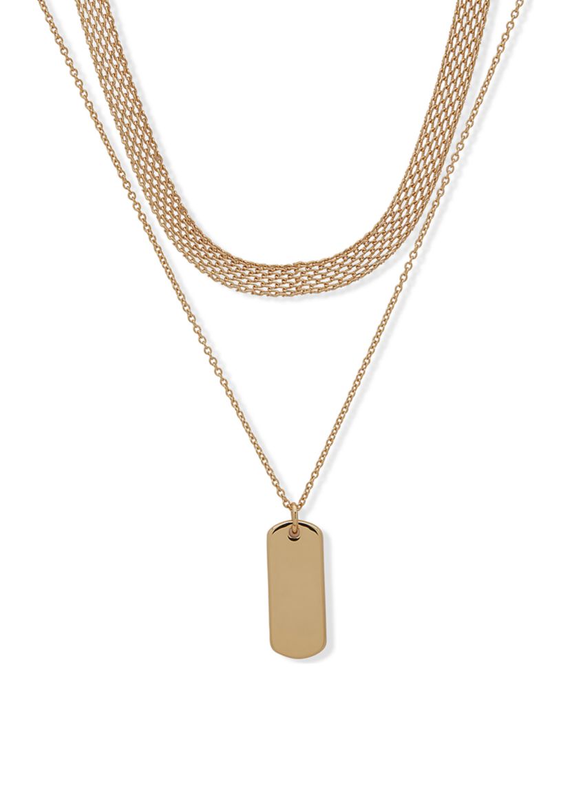 Gold Tone 13" Mesh Multirow Necklace