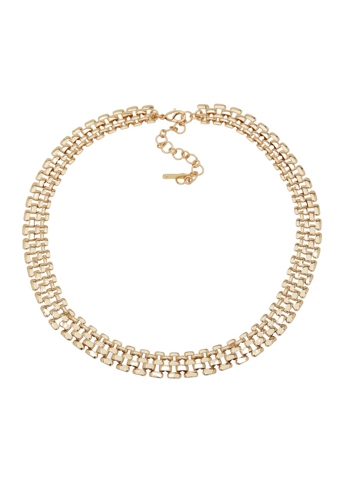 Gold Tone 17" Metal Chain Collar Necklace