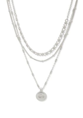 Silver Tone 16" Multirow Necklace