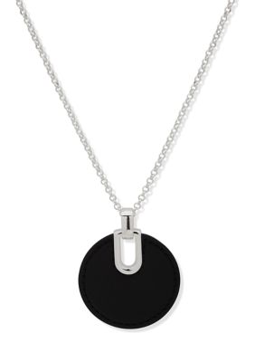 Silver Tone 36" Black Long Pendant Necklace