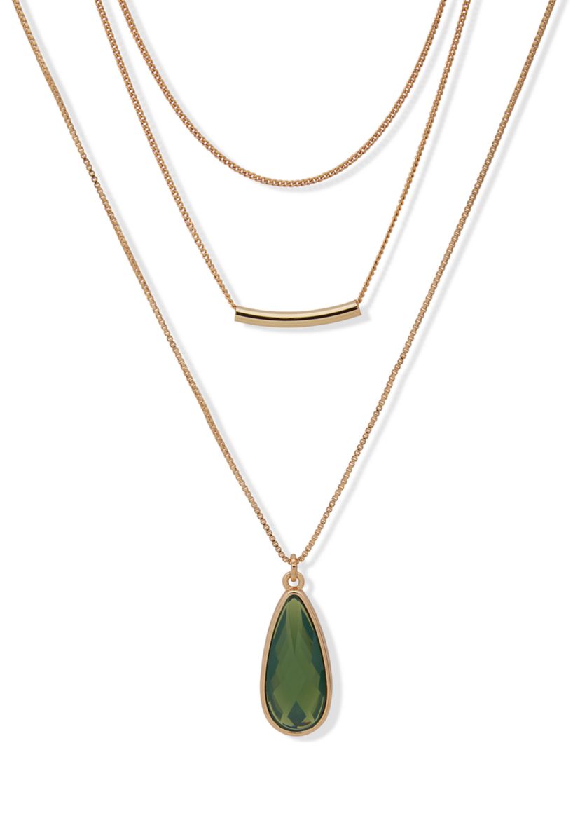 Stone Pendant Multirow Necklace