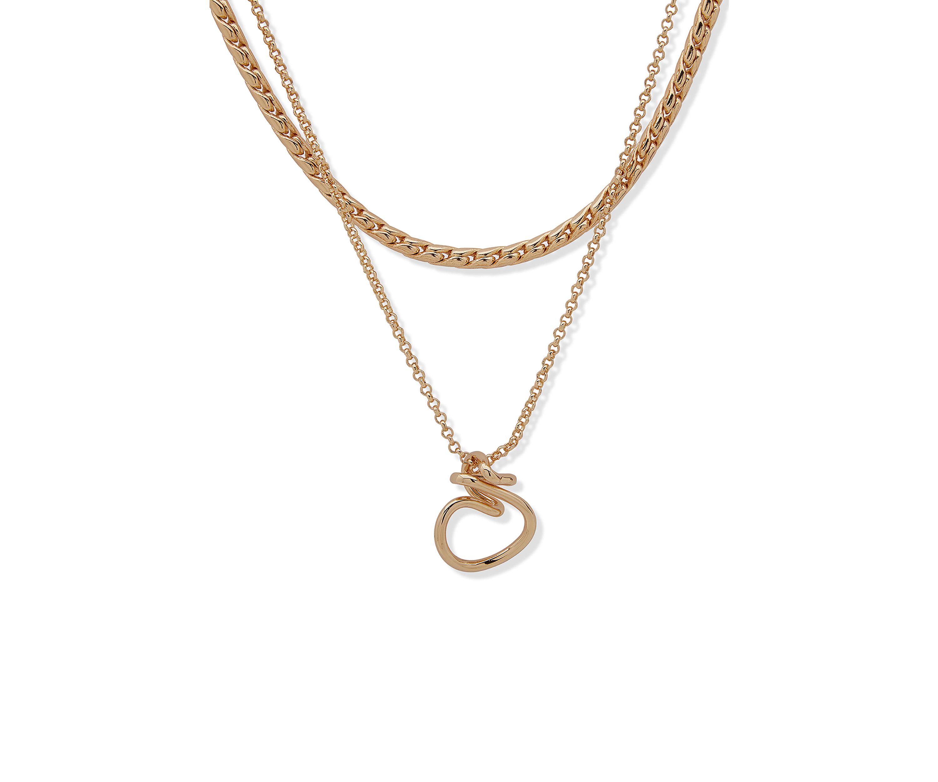 Gold Tone Double Strand Necklace