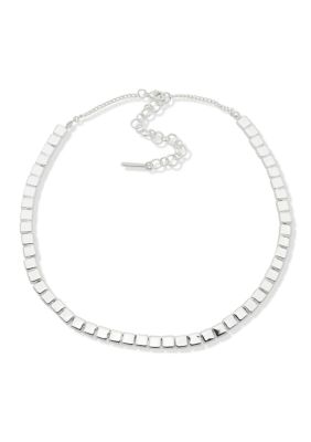 Silver Tone Square Tile Collar Necklace