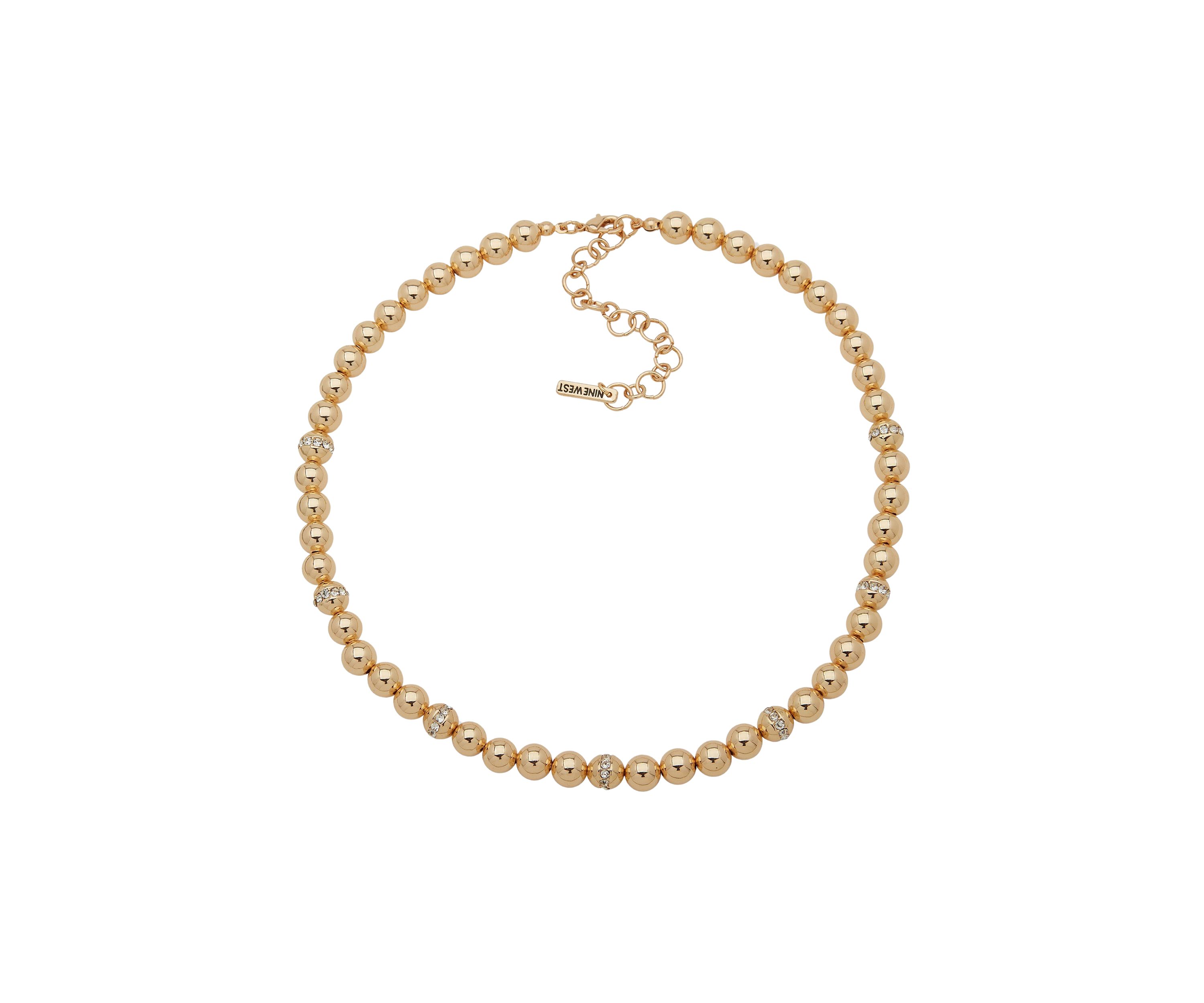 Gold Tone 17 Crystal Striped Pavé Call Collar Necklace