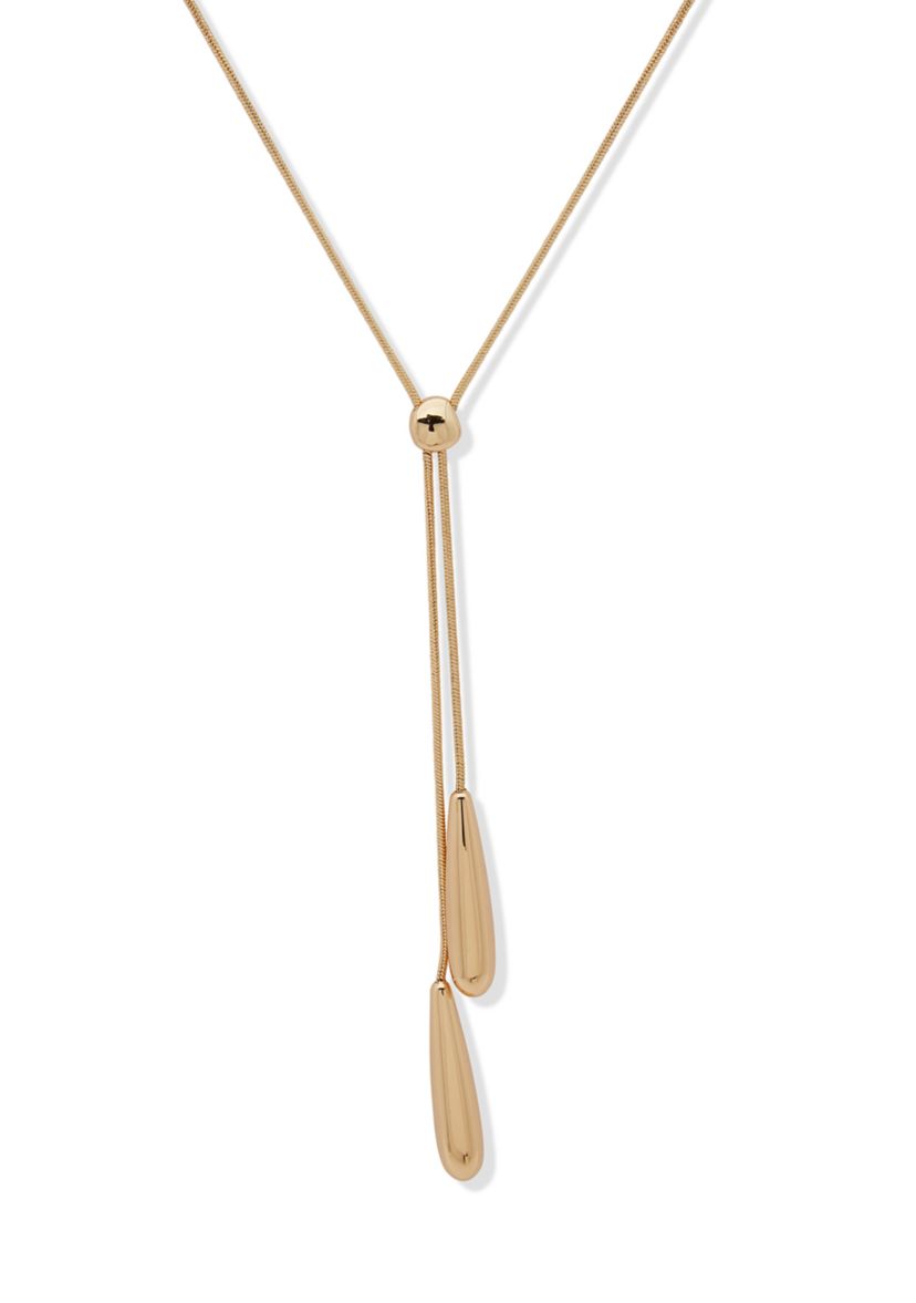 Gold Tone Lariat Necklace