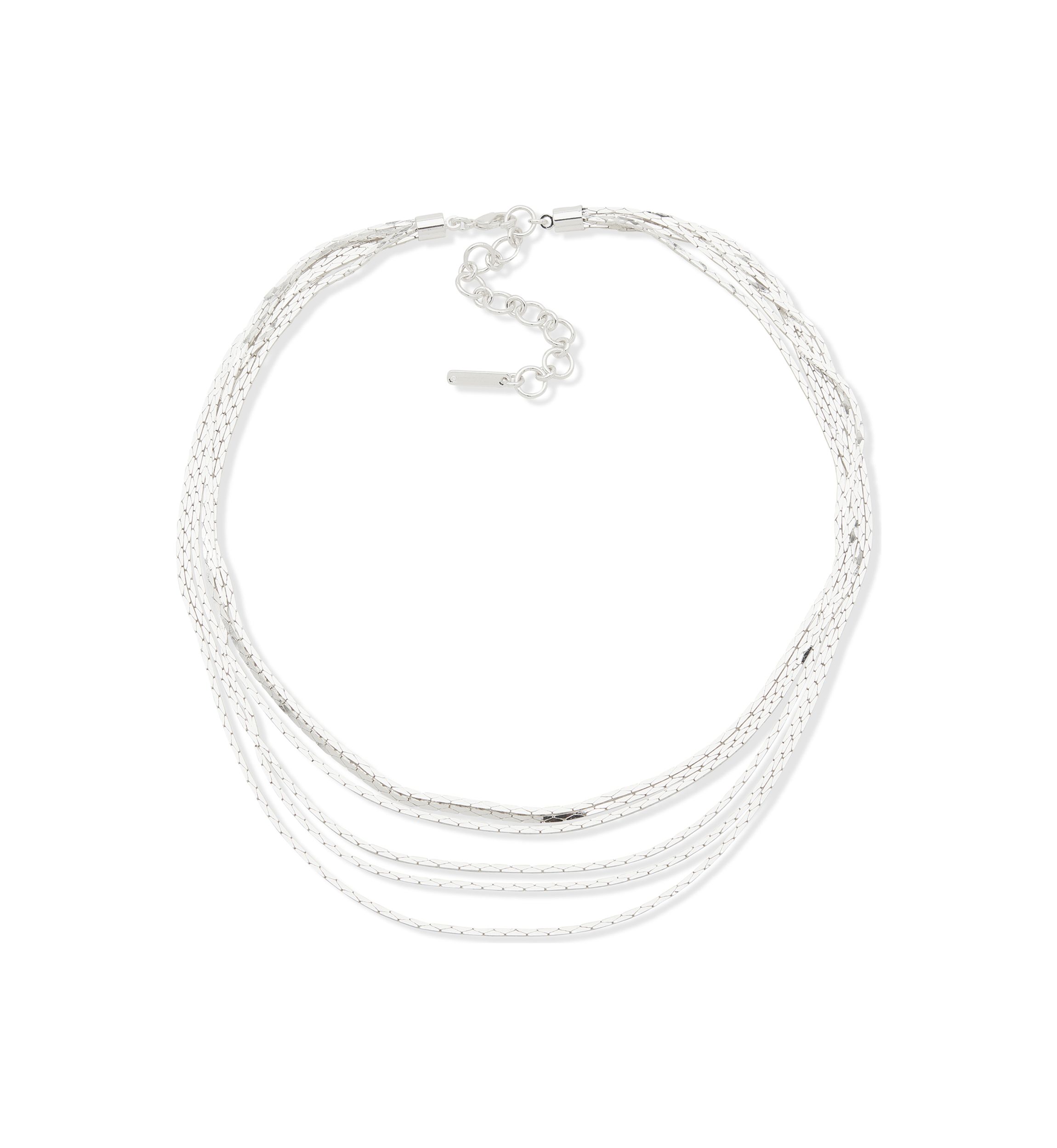 Silver Tone Twisted Multi Row Necklace