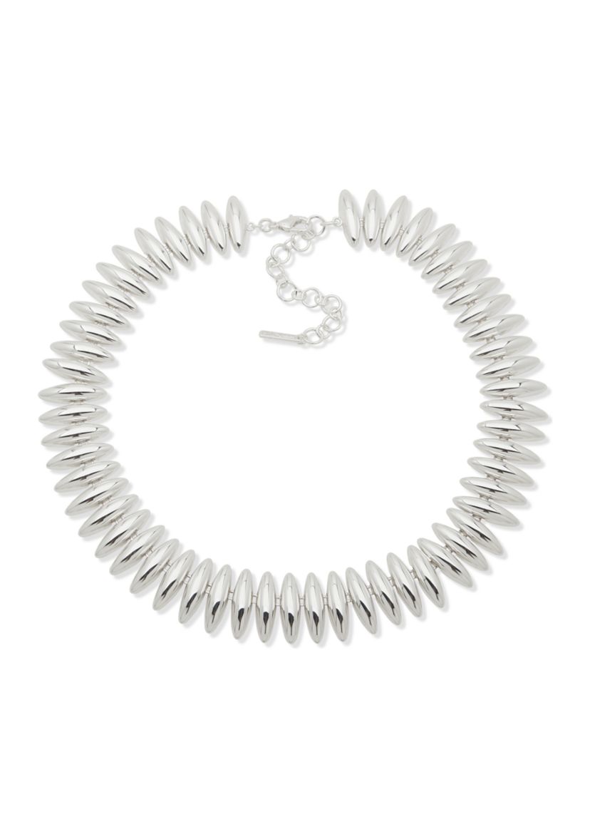 Silver Tone 17" Domed Collar Necklace