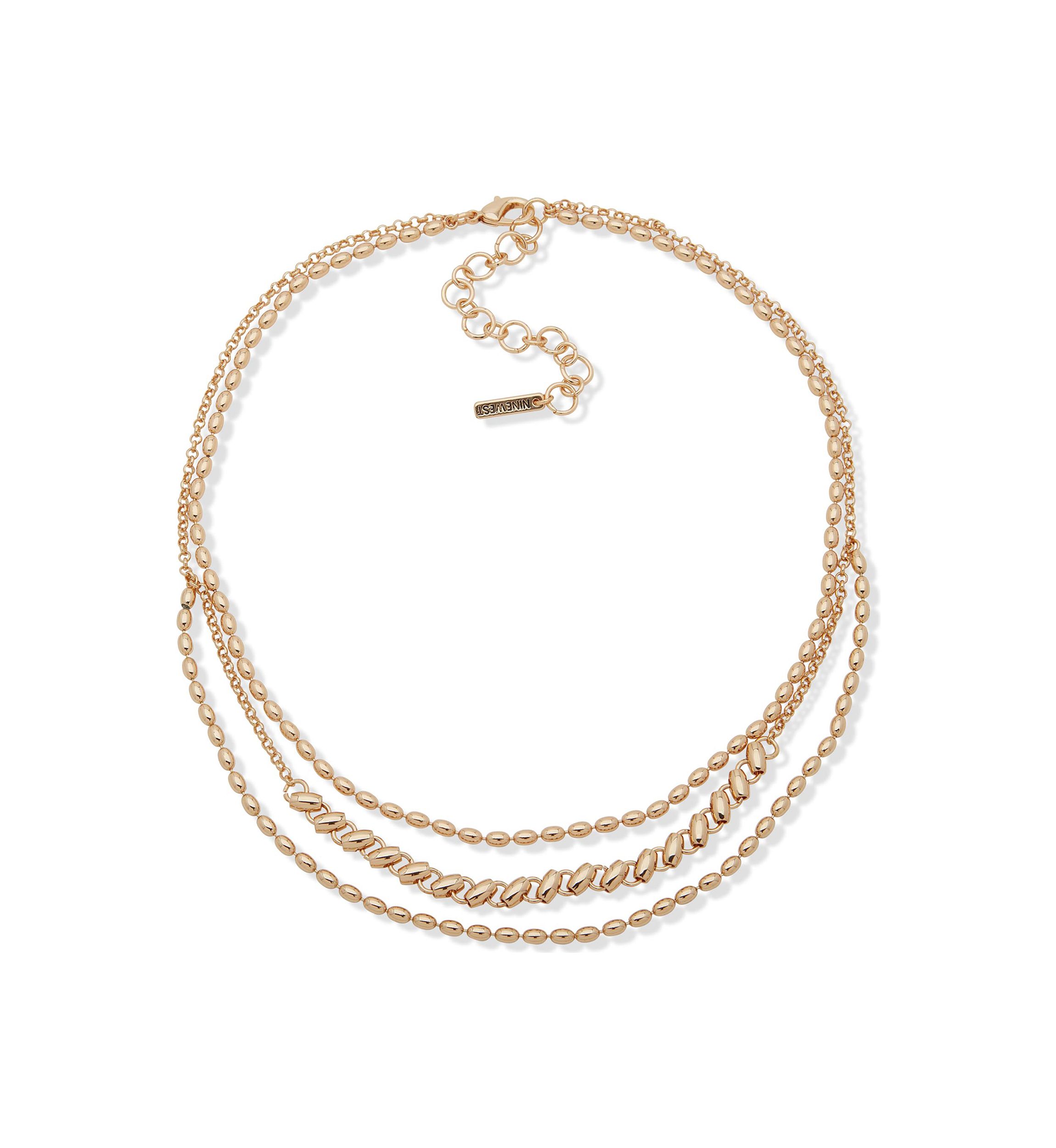 Gold Tone Multirow Necklace