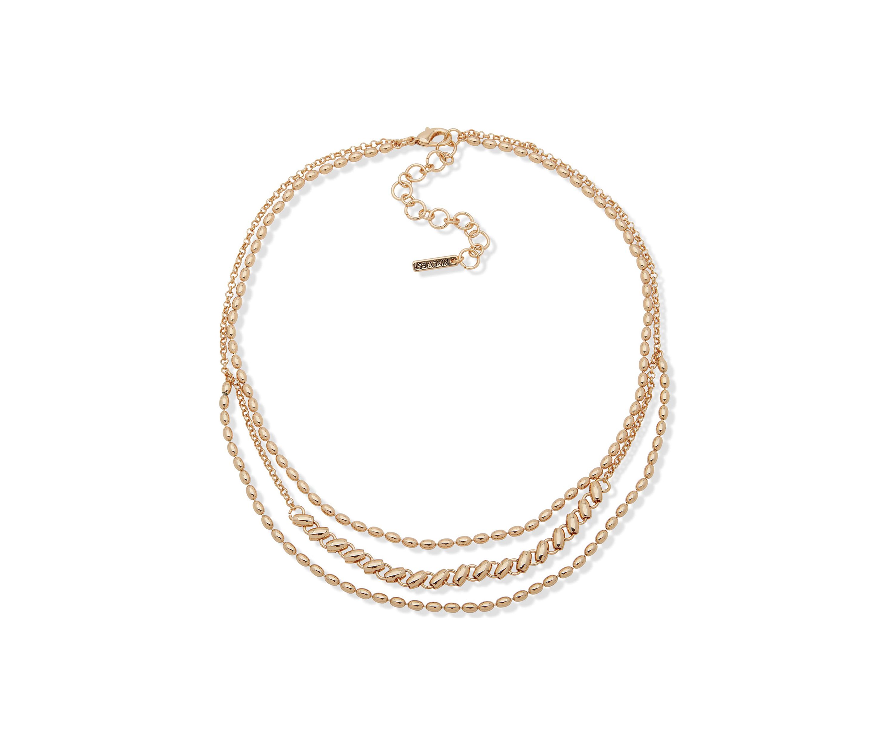 Gold Tone Multirow Necklace