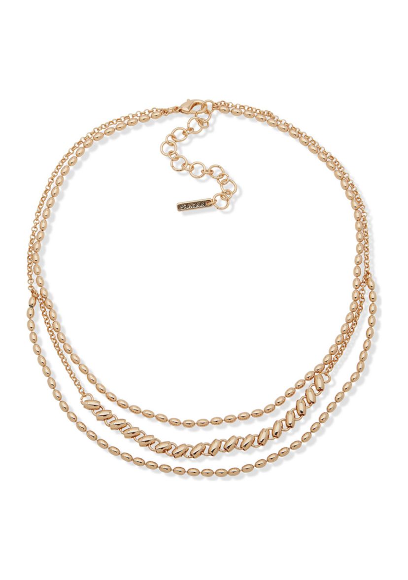 Gold Tone Multirow Necklace