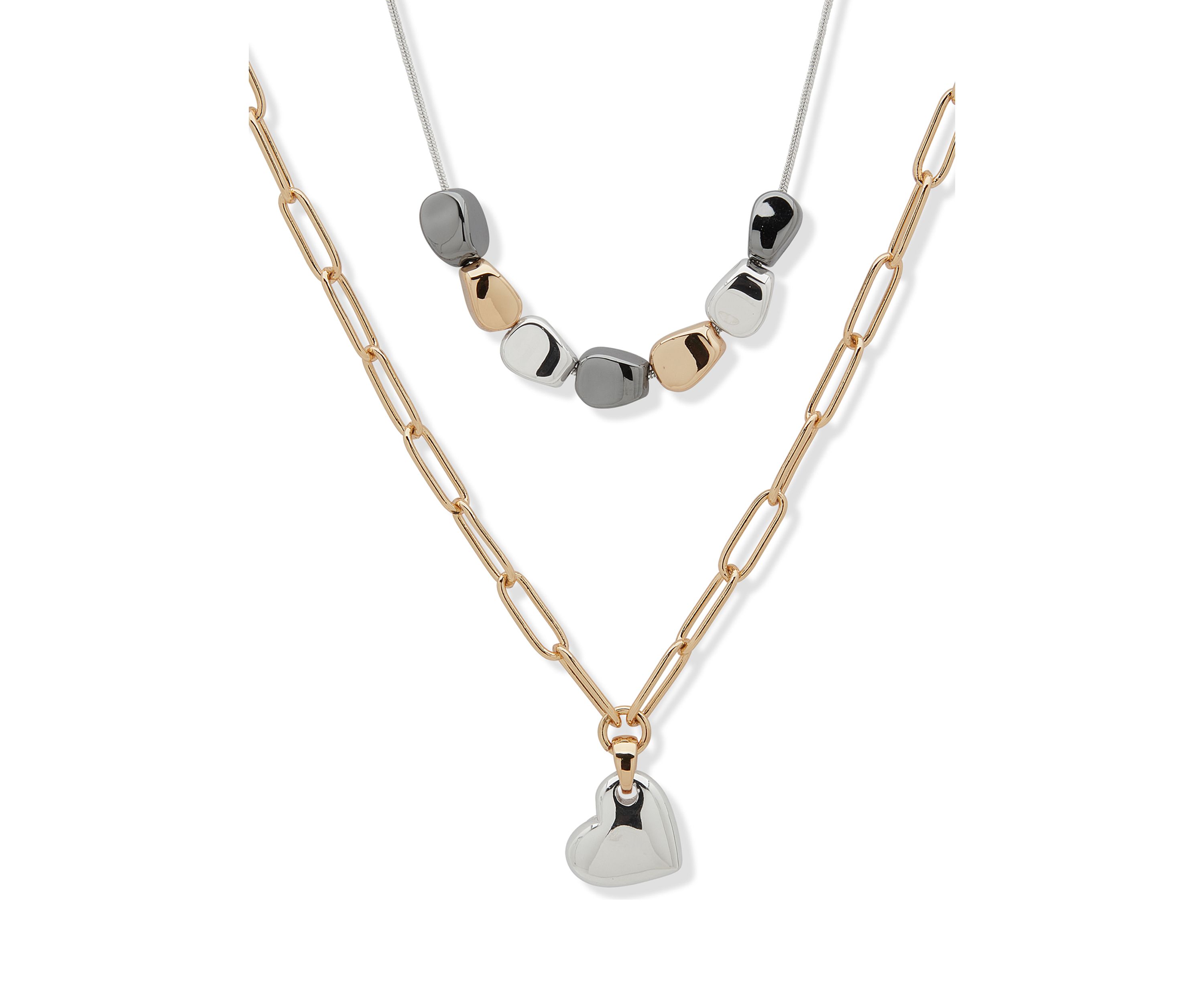 Tri Tone Multi Row Necklace
