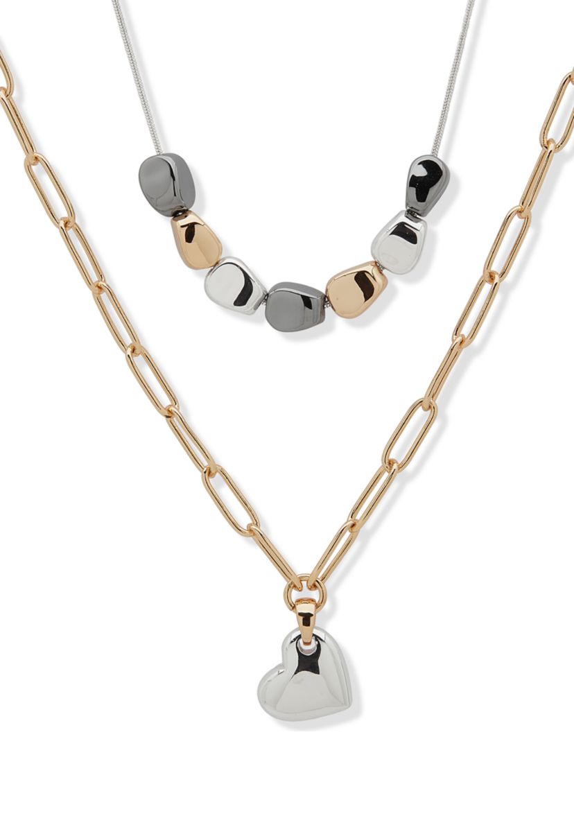 Tri Tone Multi Row Necklace