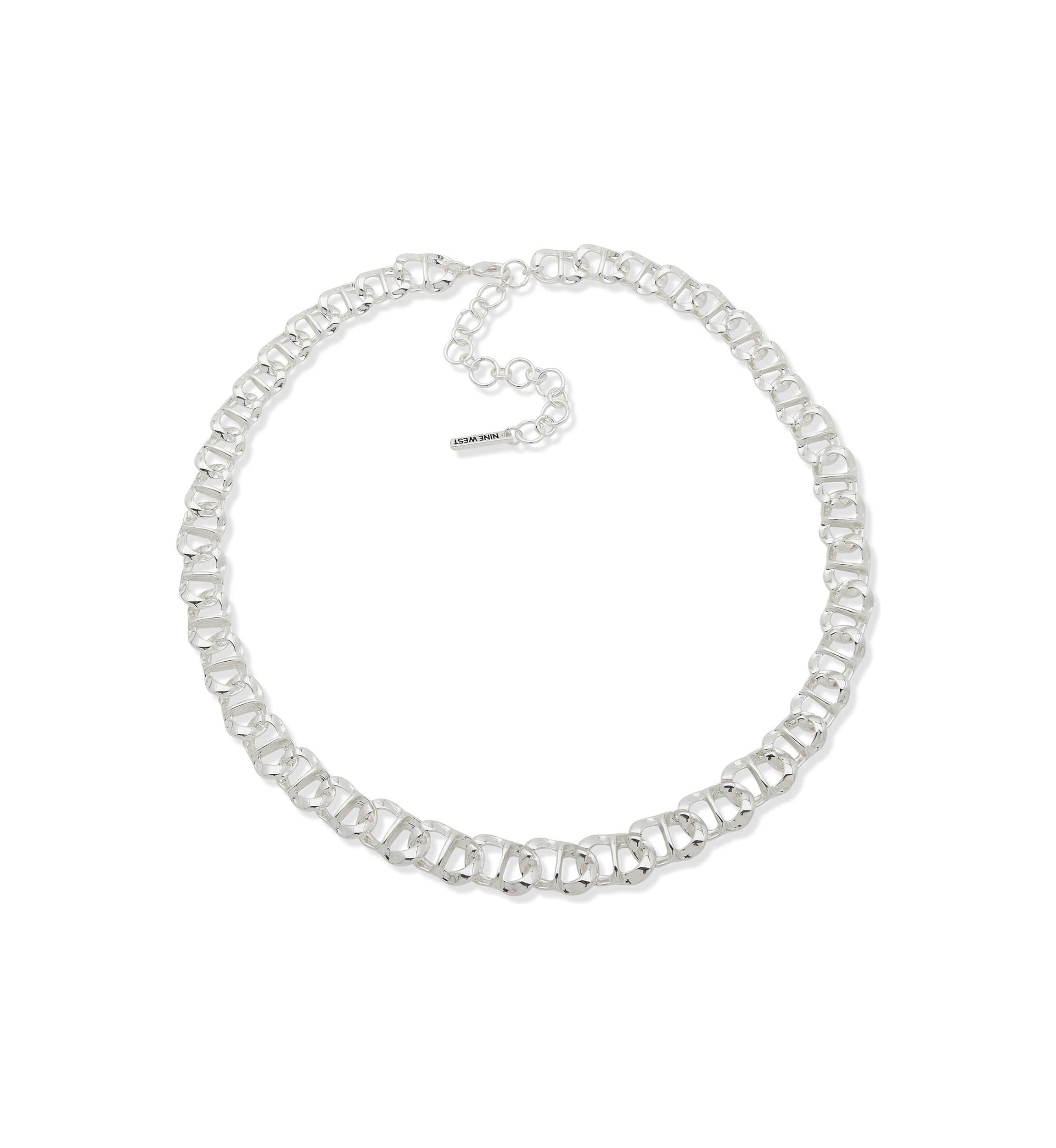 Silver Tone Curb Link Collar Necklace