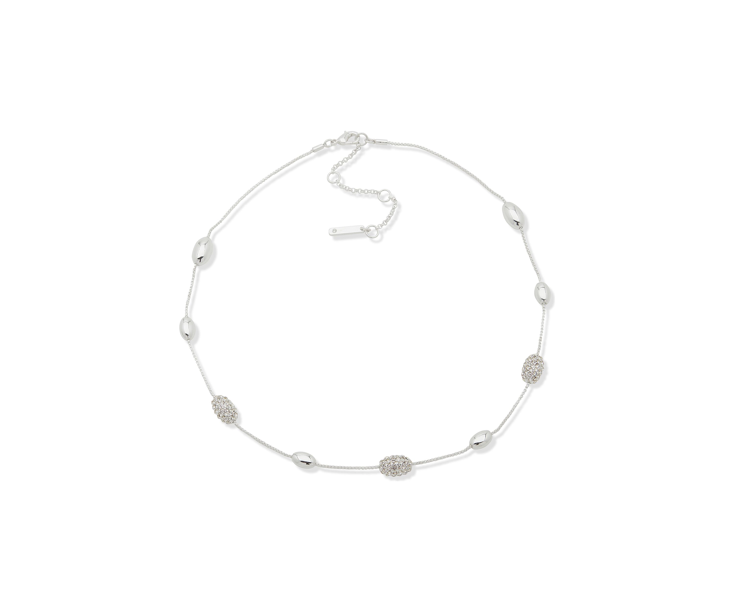 Silver Tone Crystal Nugget Collar Necklace