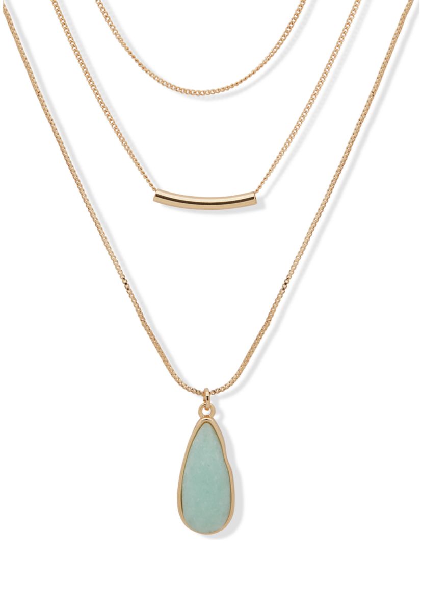 Stone Pendant Multirow Necklace