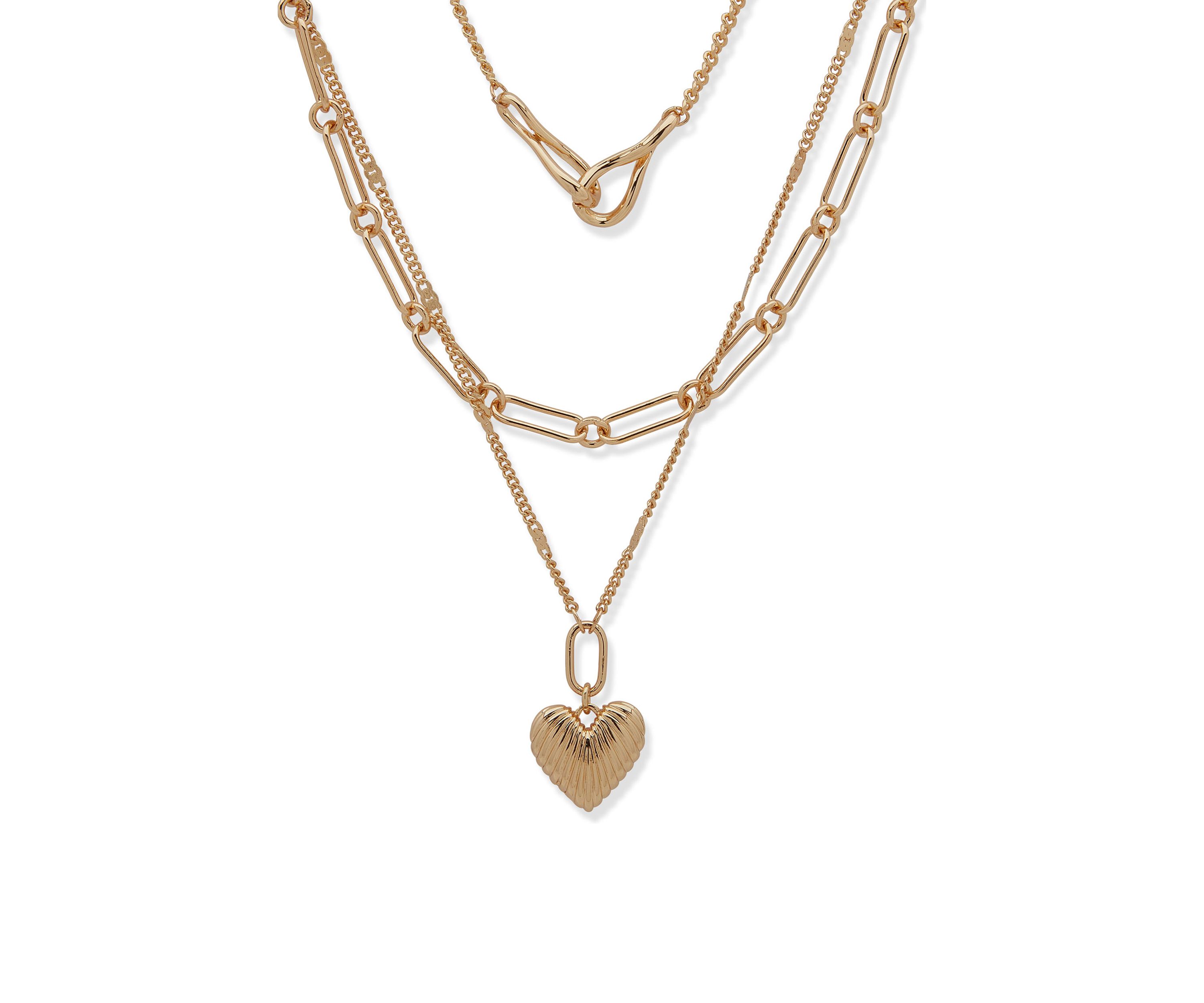 Gold Tone Multirow Necklace