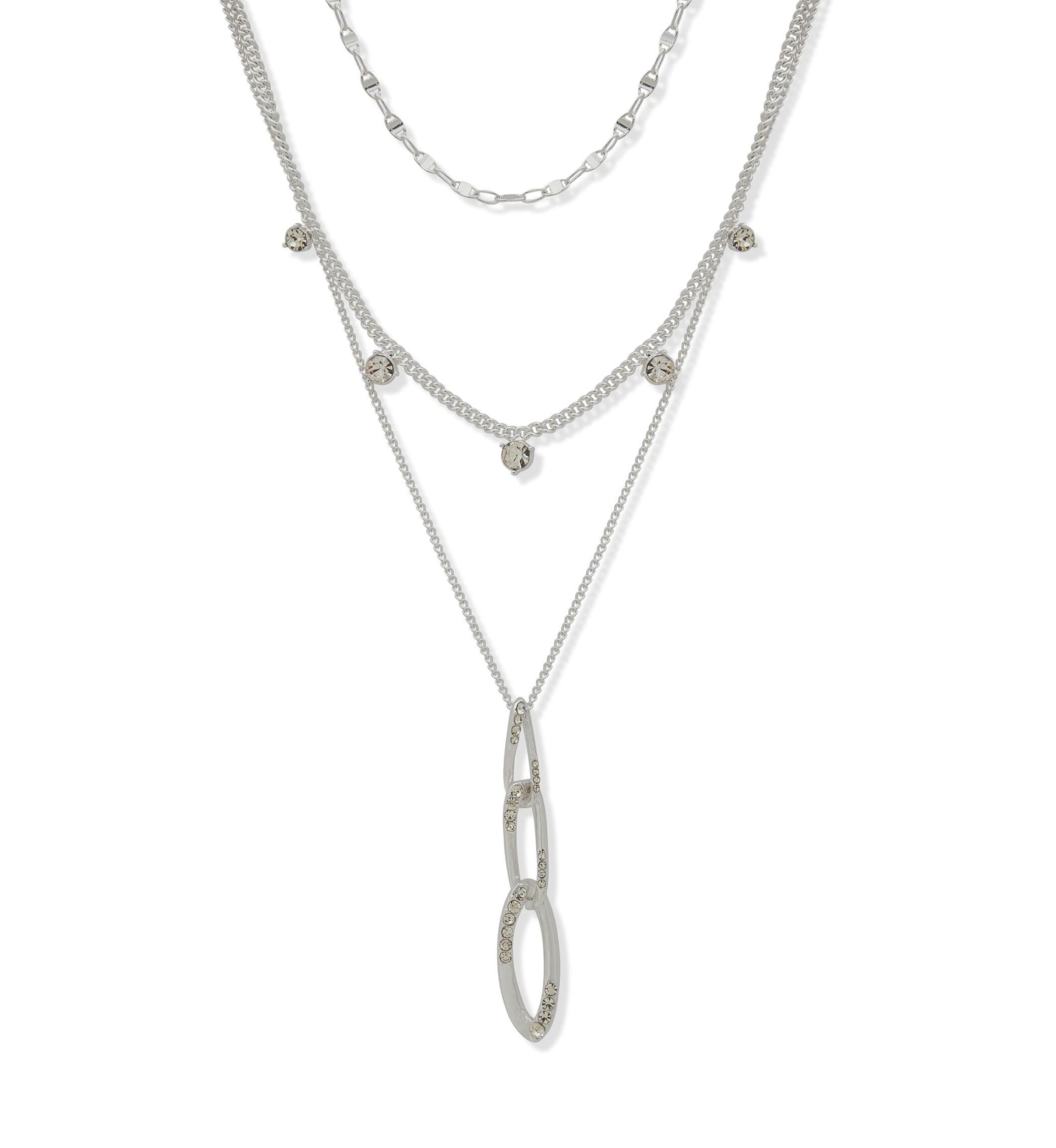 Silver Tone Multi Row Necklace